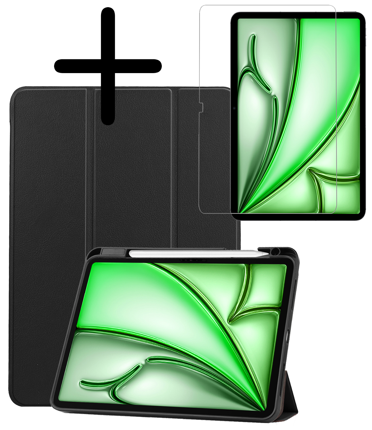 BASEY. BASEY. iPad Air 7 (11 inch) Hoesje Met Uitsparing Apple Pencil Met Screenprotector - Zwart