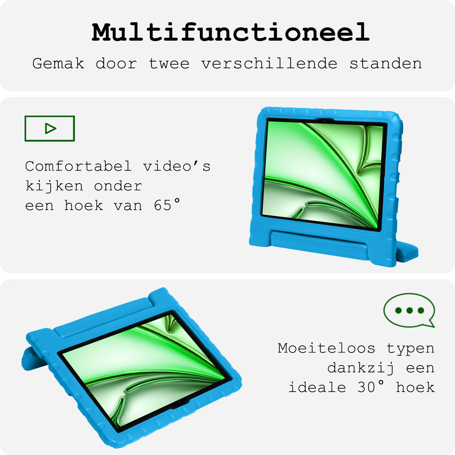 BASEY. BASEY. iPad Air 7 (11 inch) Kinderhoes Met Screenprotector - Blauw