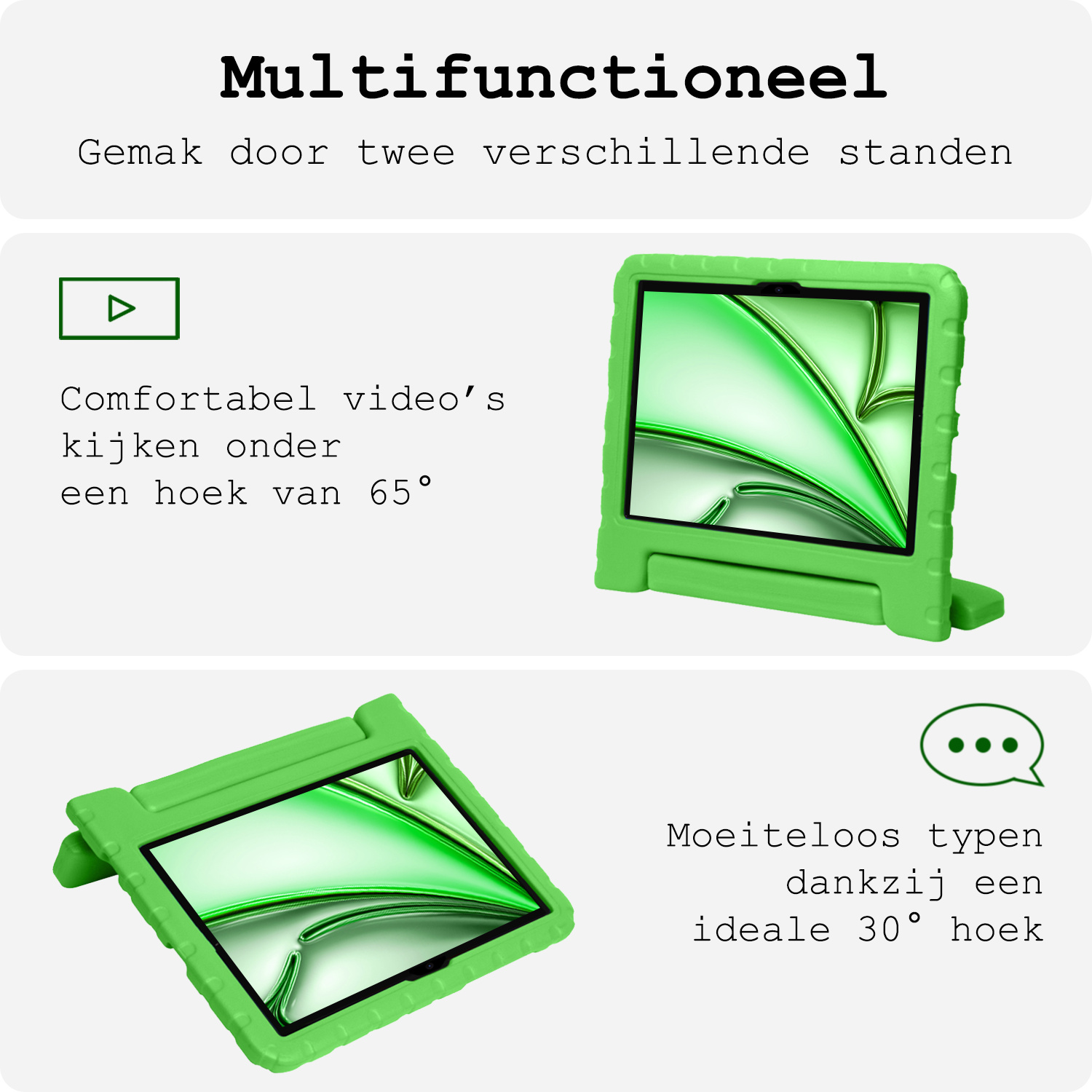 BASEY. BASEY. iPad Air 7 (11 inch) Kinderhoes Met Screenprotector - Groen