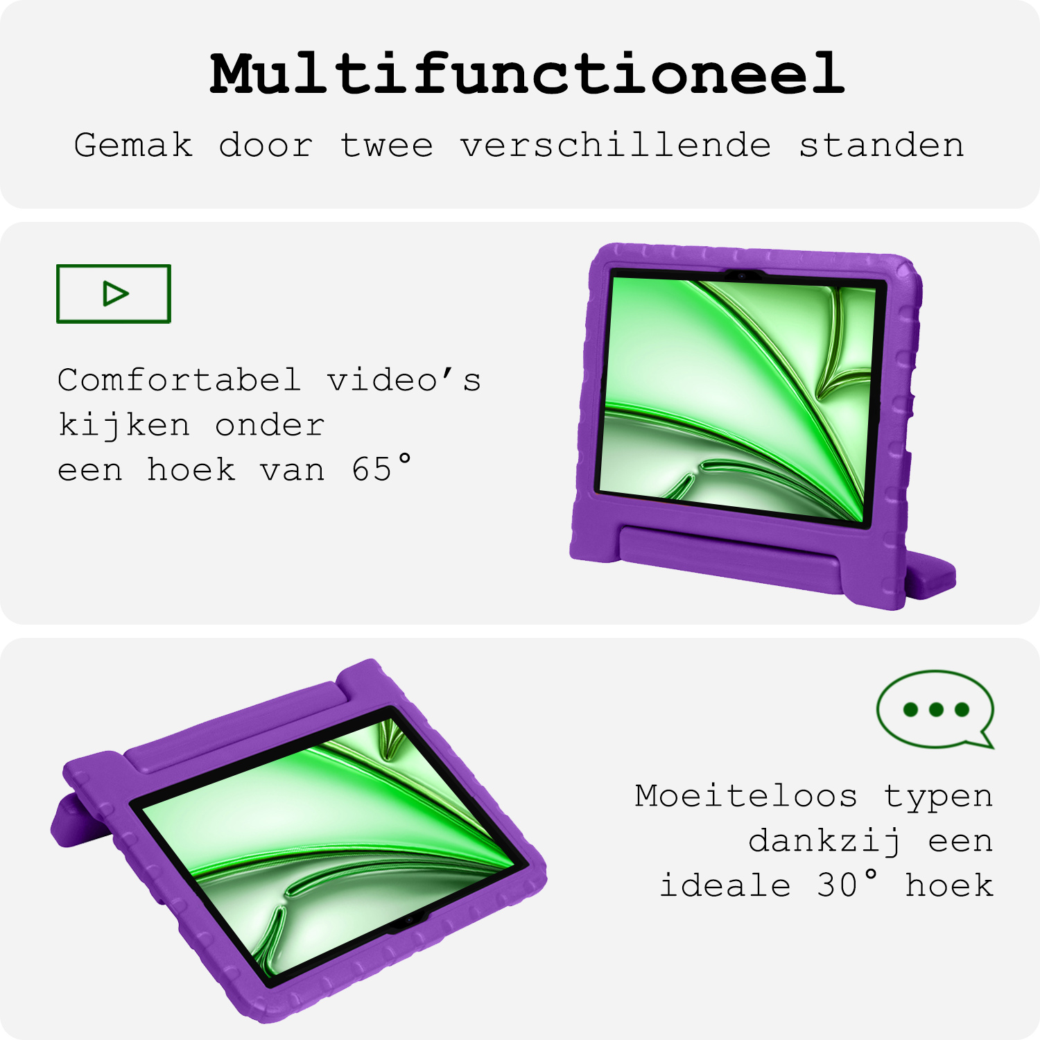 BASEY. BASEY. iPad Air 7 (11 inch) Kinderhoes Met Screenprotector - Paars