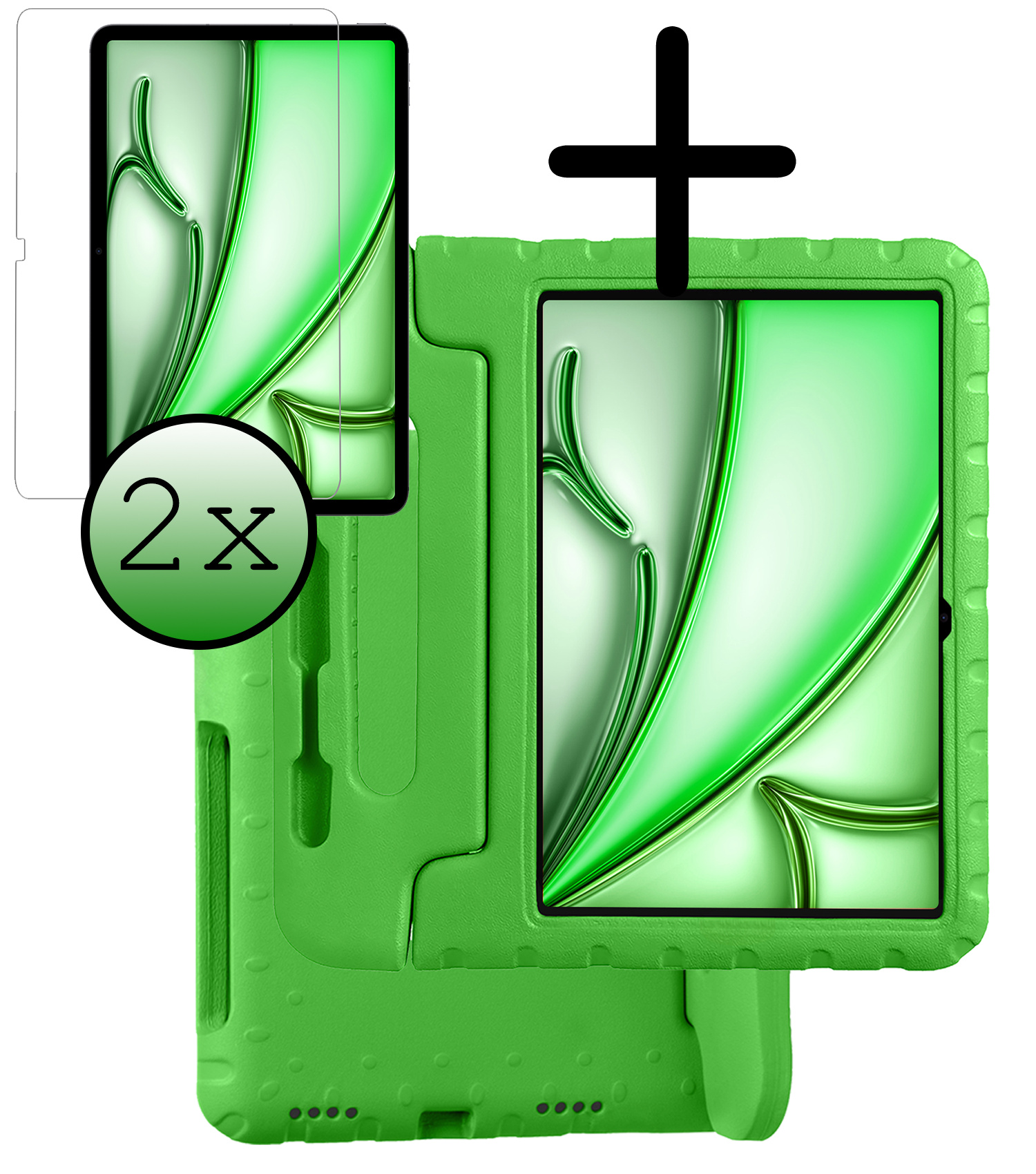 BASEY. BASEY. iPad Air 7 (11 inch) Kinderhoes Met 2x Screenprotector - Groen