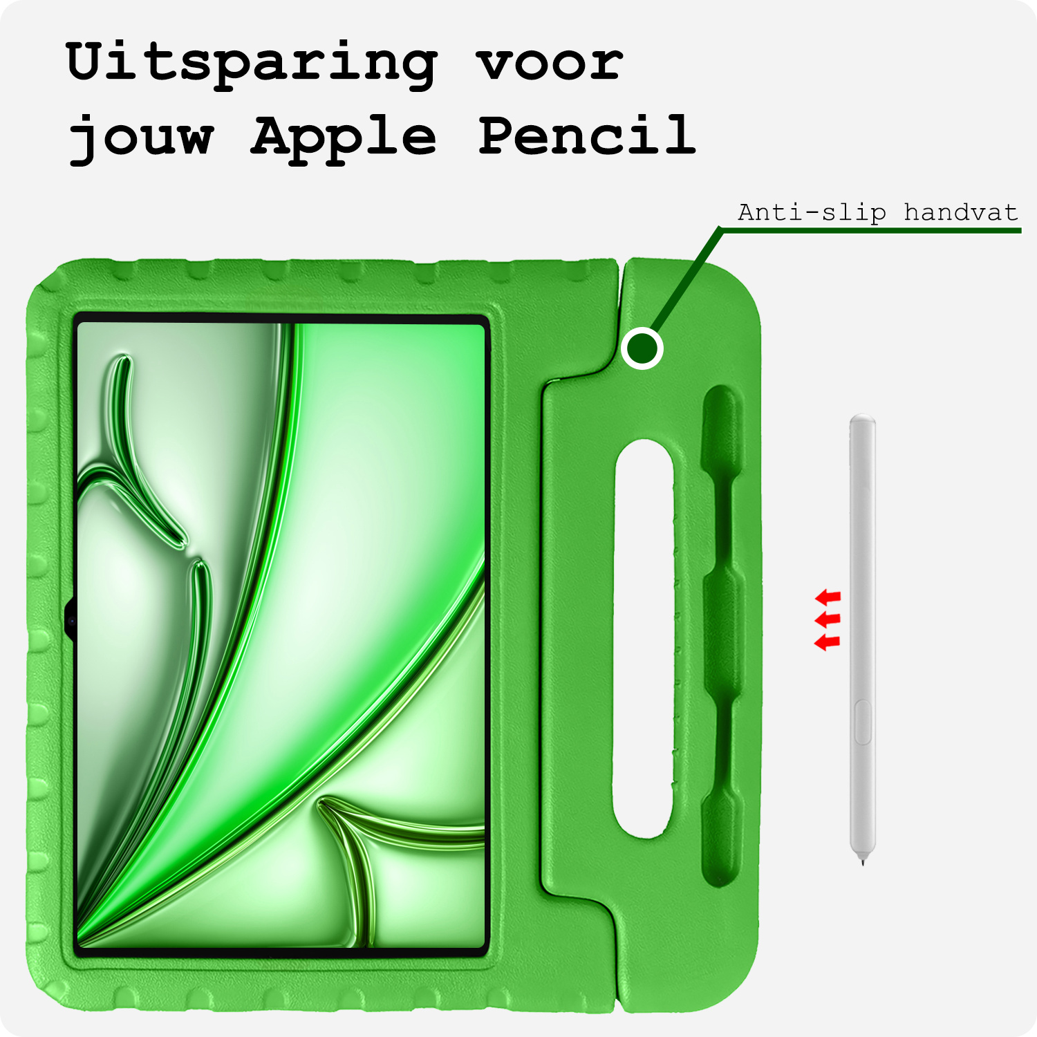 BASEY. BASEY. iPad Air 7 (11 inch) Kinderhoes Met 2x Screenprotector - Groen