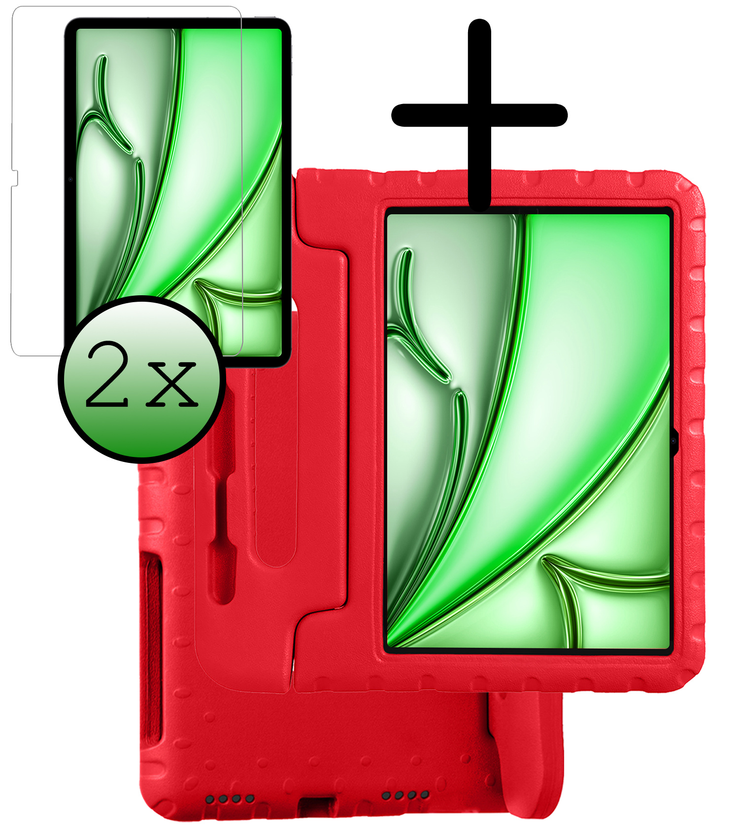 BASEY. BASEY. iPad Air 7 (11 inch) Kinderhoes Met 2x Screenprotector - Rood