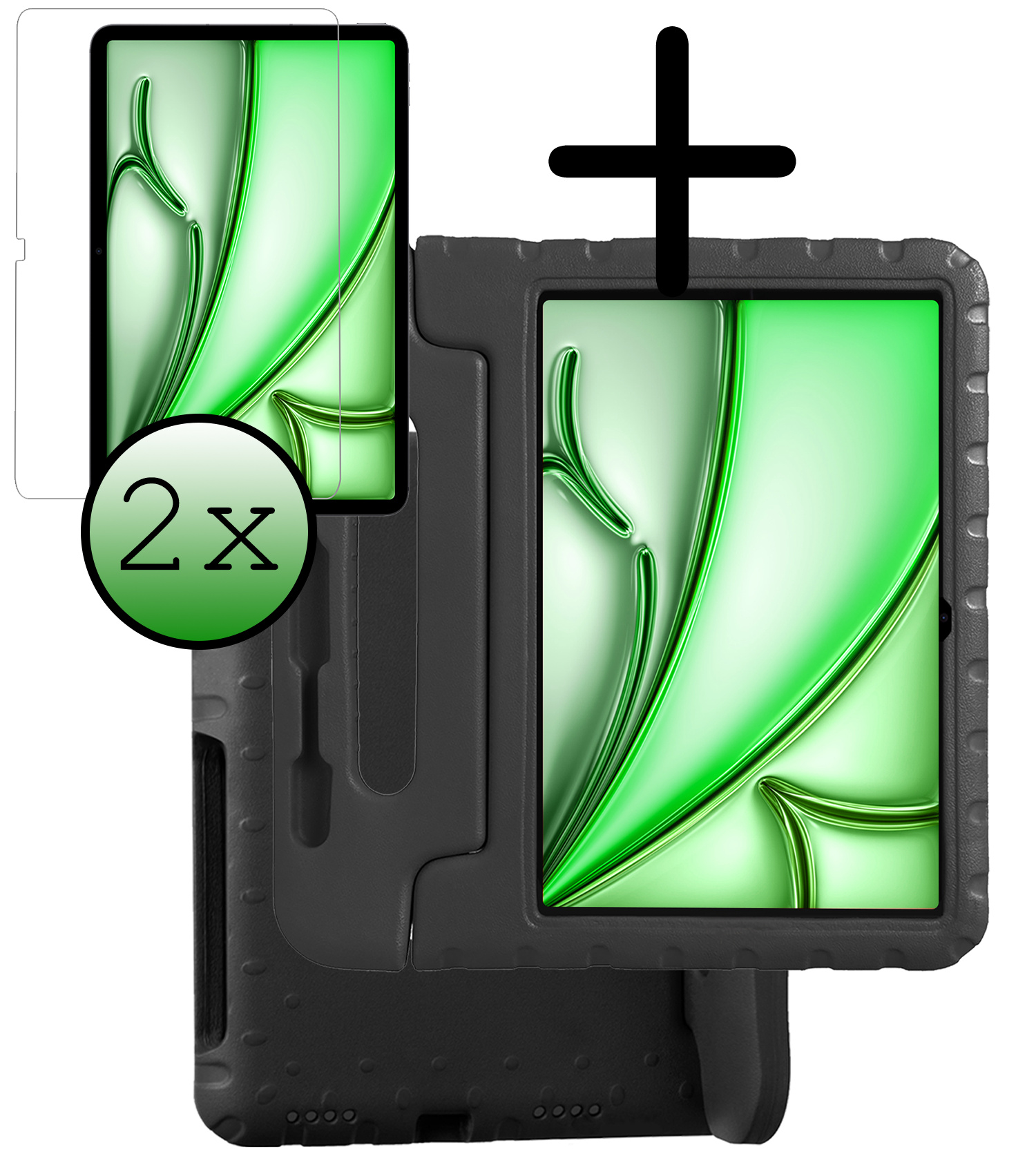 BASEY. BASEY. iPad Air 7 (11 inch) Kinderhoes Met 2x Screenprotector - Zwart