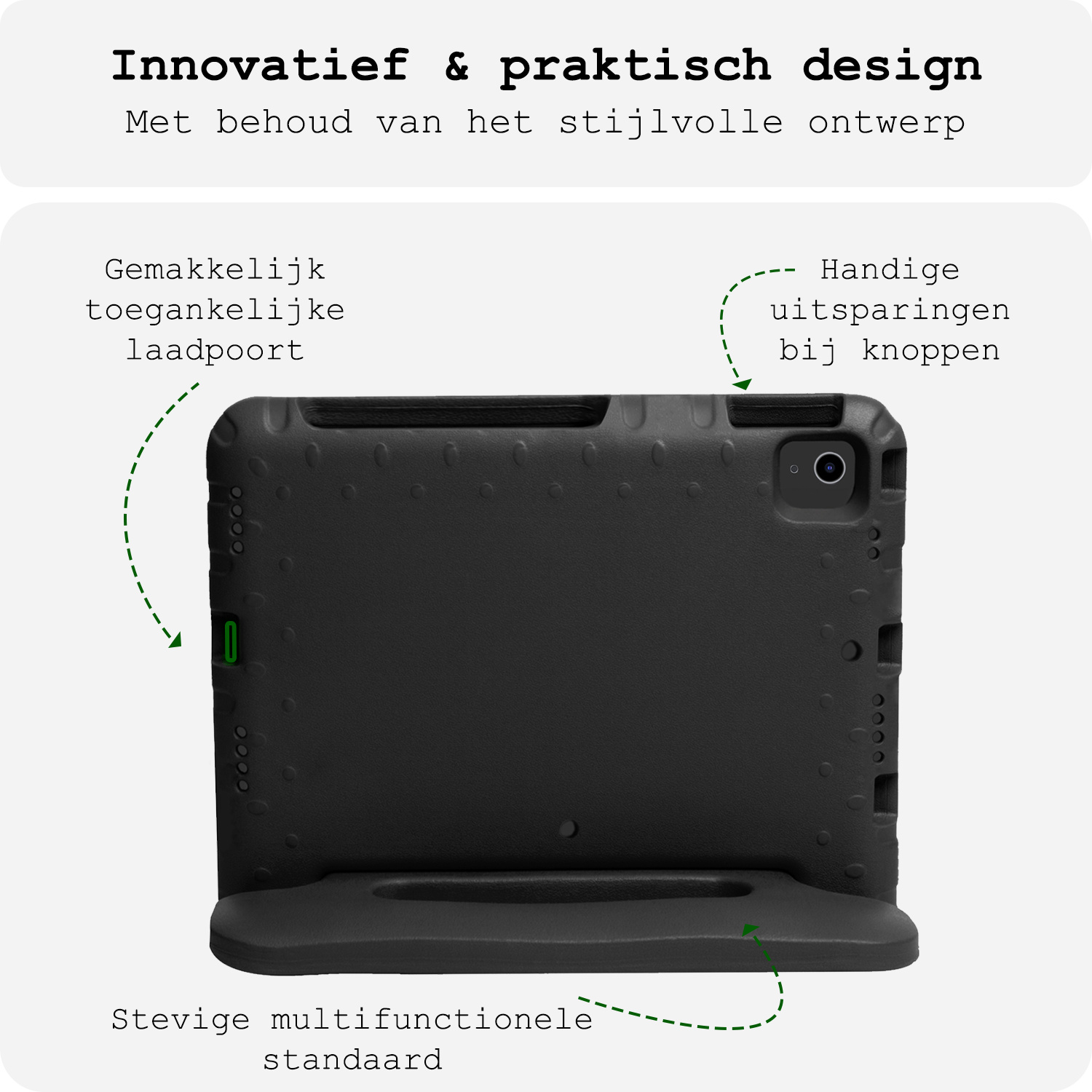 BASEY. BASEY. iPad Air 7 (11 inch) Kinderhoes Met 2x Screenprotector - Zwart