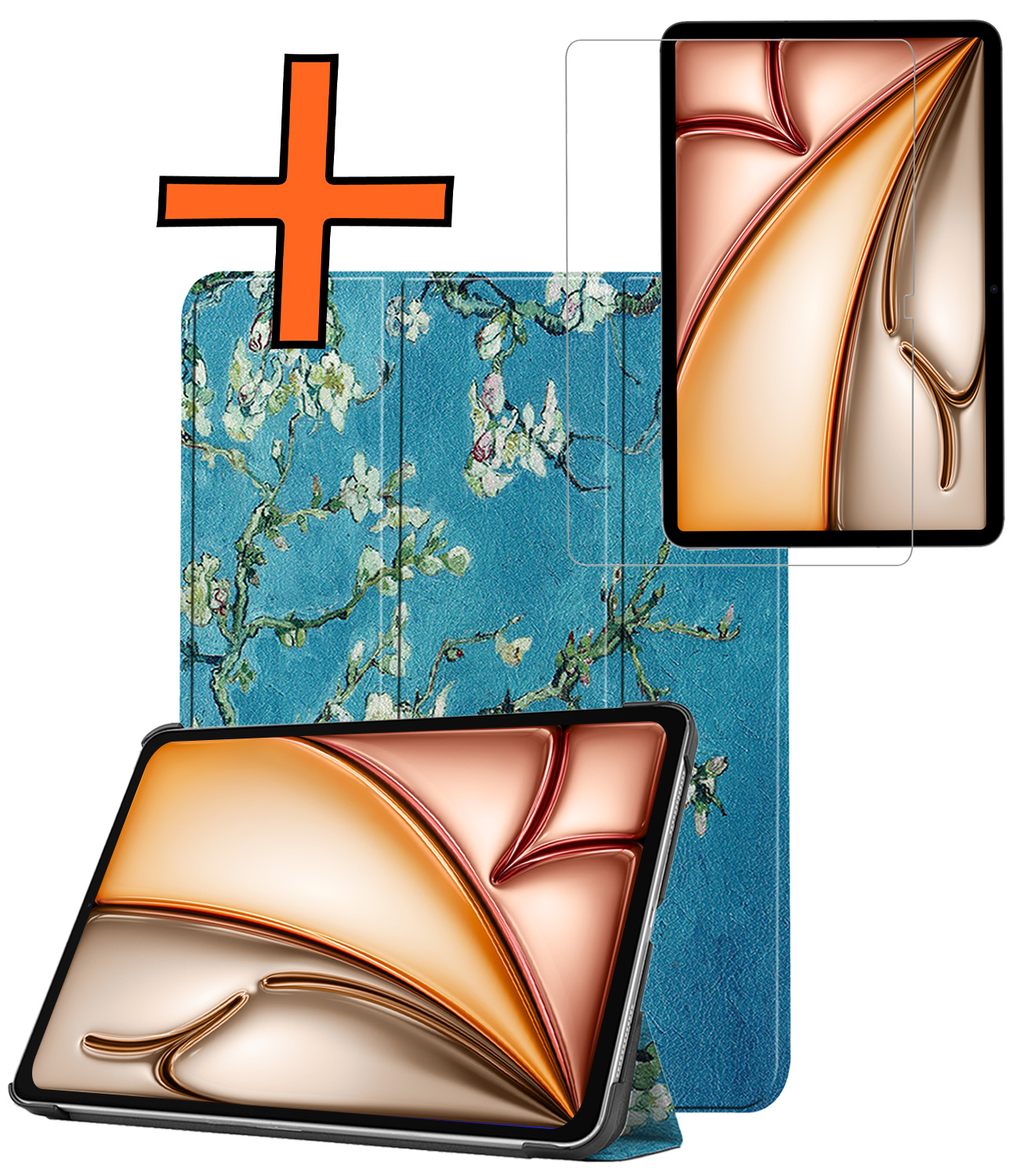 Nomfy Nomfy iPad Air 7 (11 inch) Hoesje Met Screenprotector - Bloemen