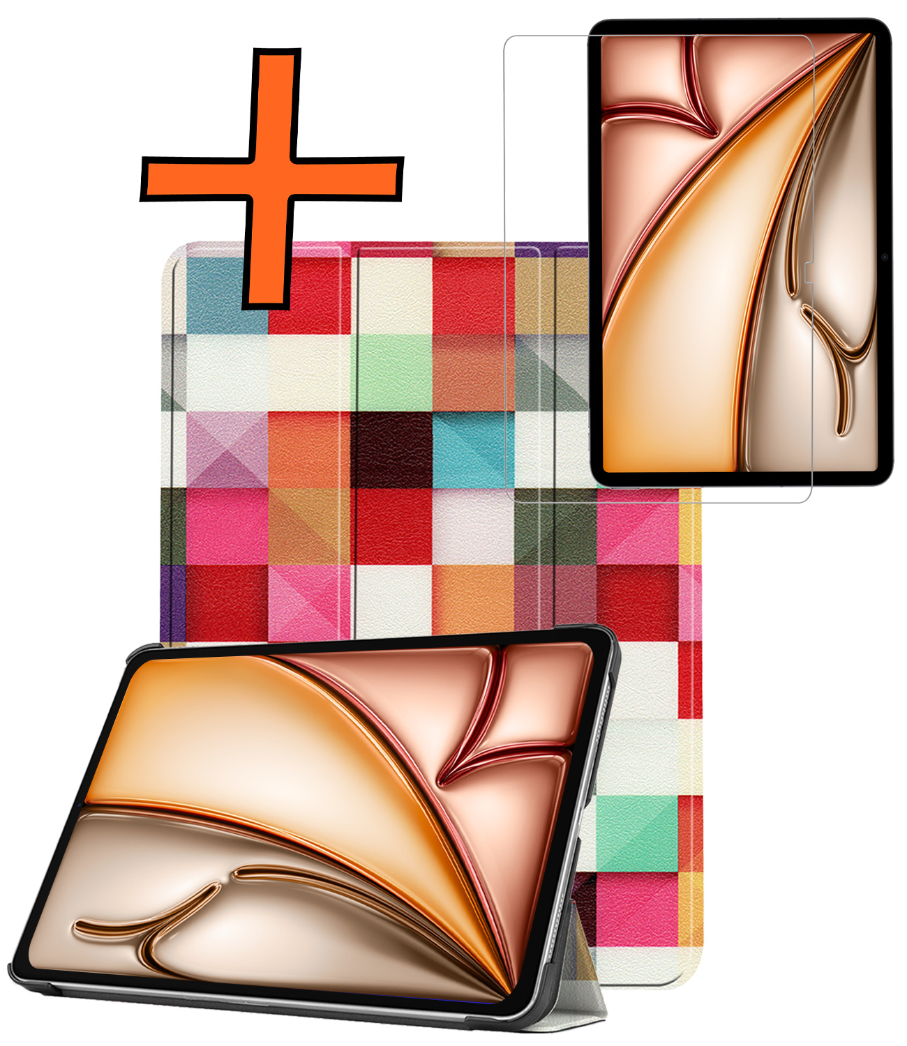 Nomfy Nomfy iPad Air 7 (11 inch) Hoesje Met Screenprotector - Blokken