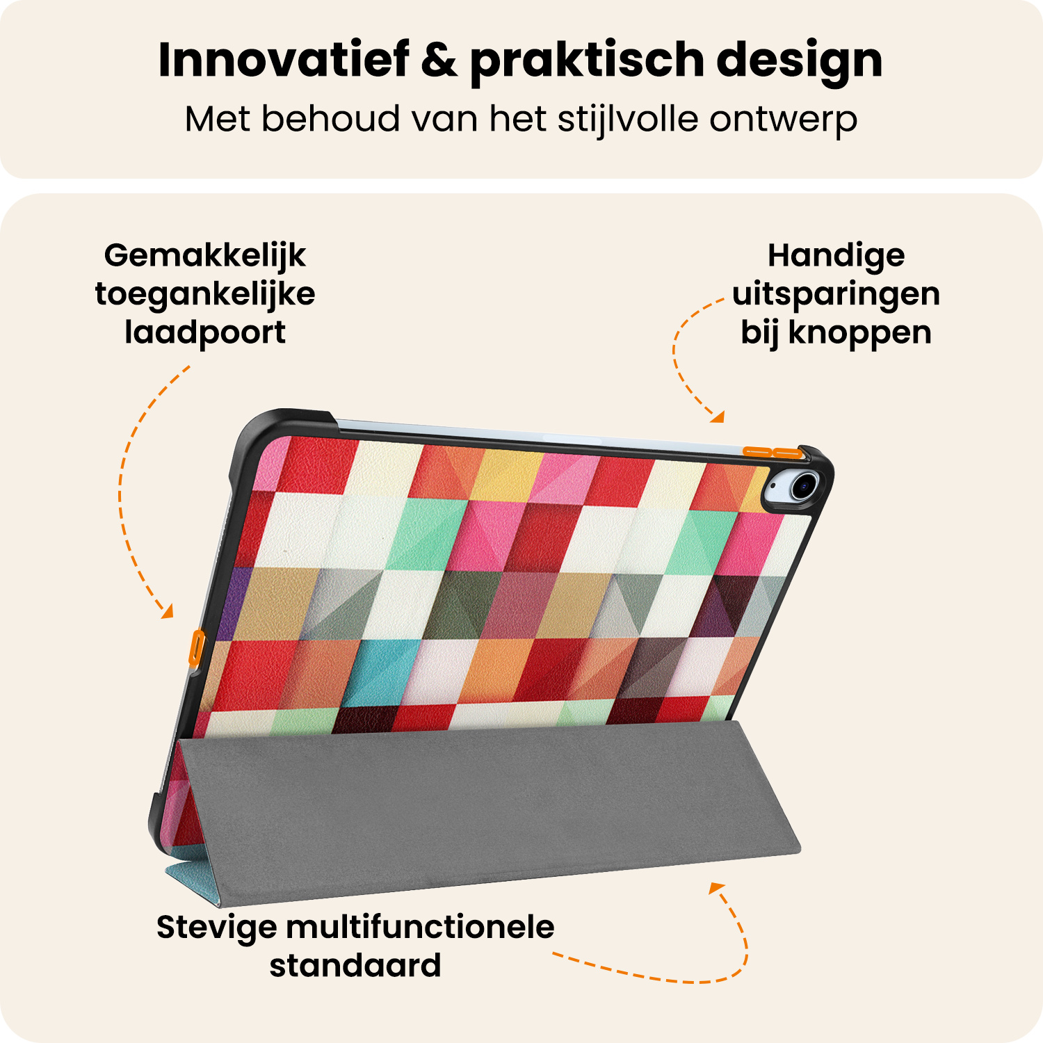 Nomfy Nomfy iPad Air 7 (11 inch) Hoesje Met Screenprotector - Blokken