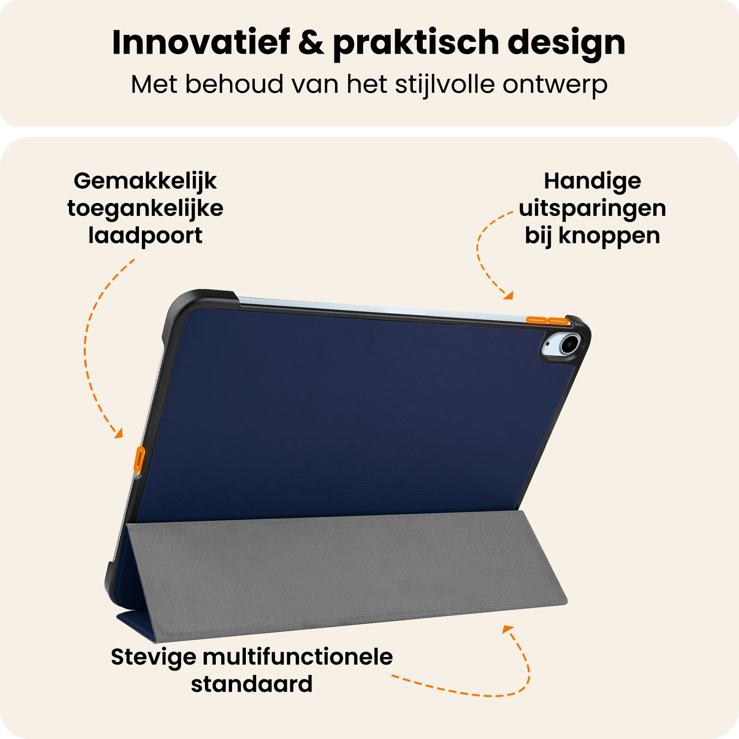 Nomfy Nomfy iPad Air 7 (11 inch) Hoesje Met Screenprotector - Donkerblauw