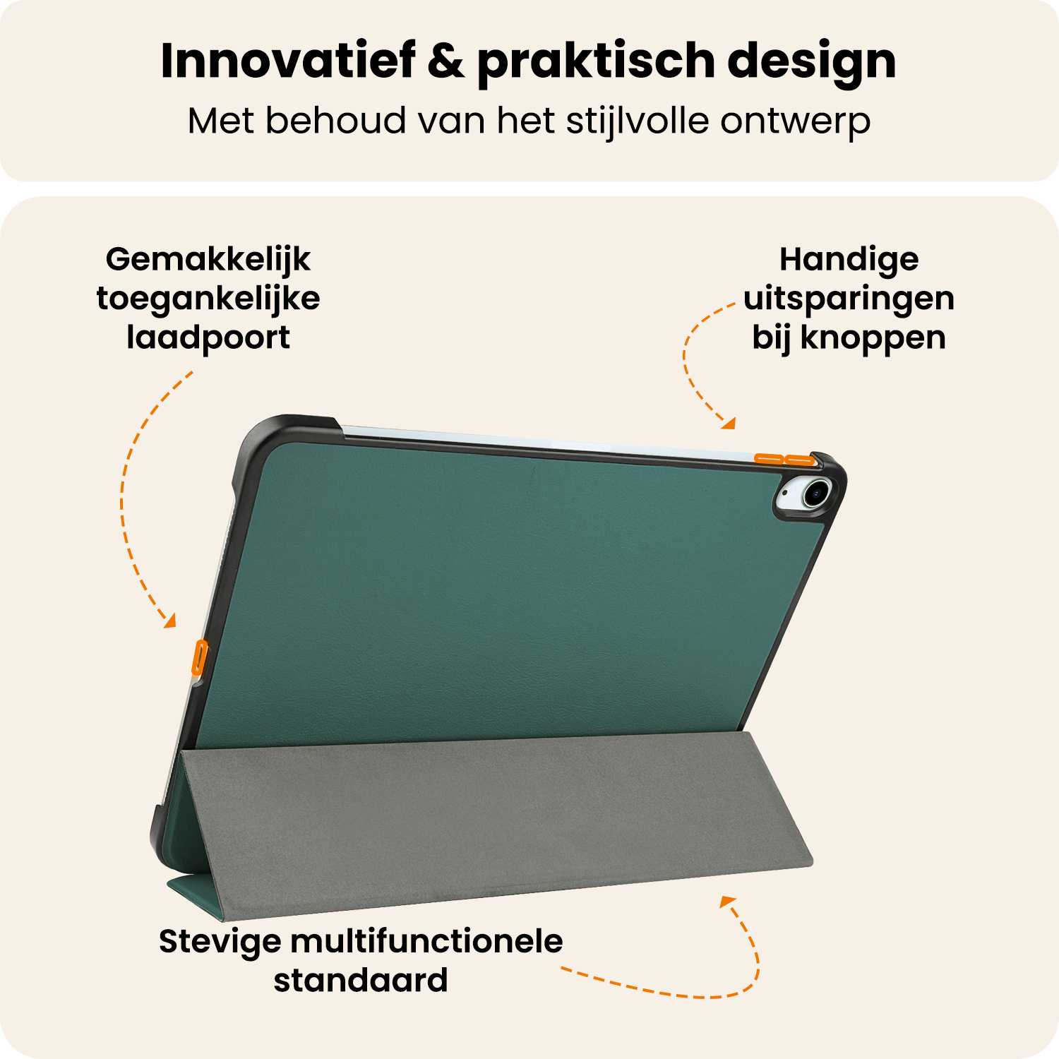 Nomfy Nomfy iPad Air 7 (11 inch) Hoesje Met Screenprotector - Donkergroen