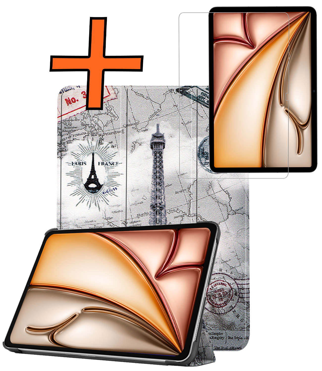 Nomfy Nomfy iPad Air 7 (11 inch) Hoesje Met Screenprotector - Eiffeltoren