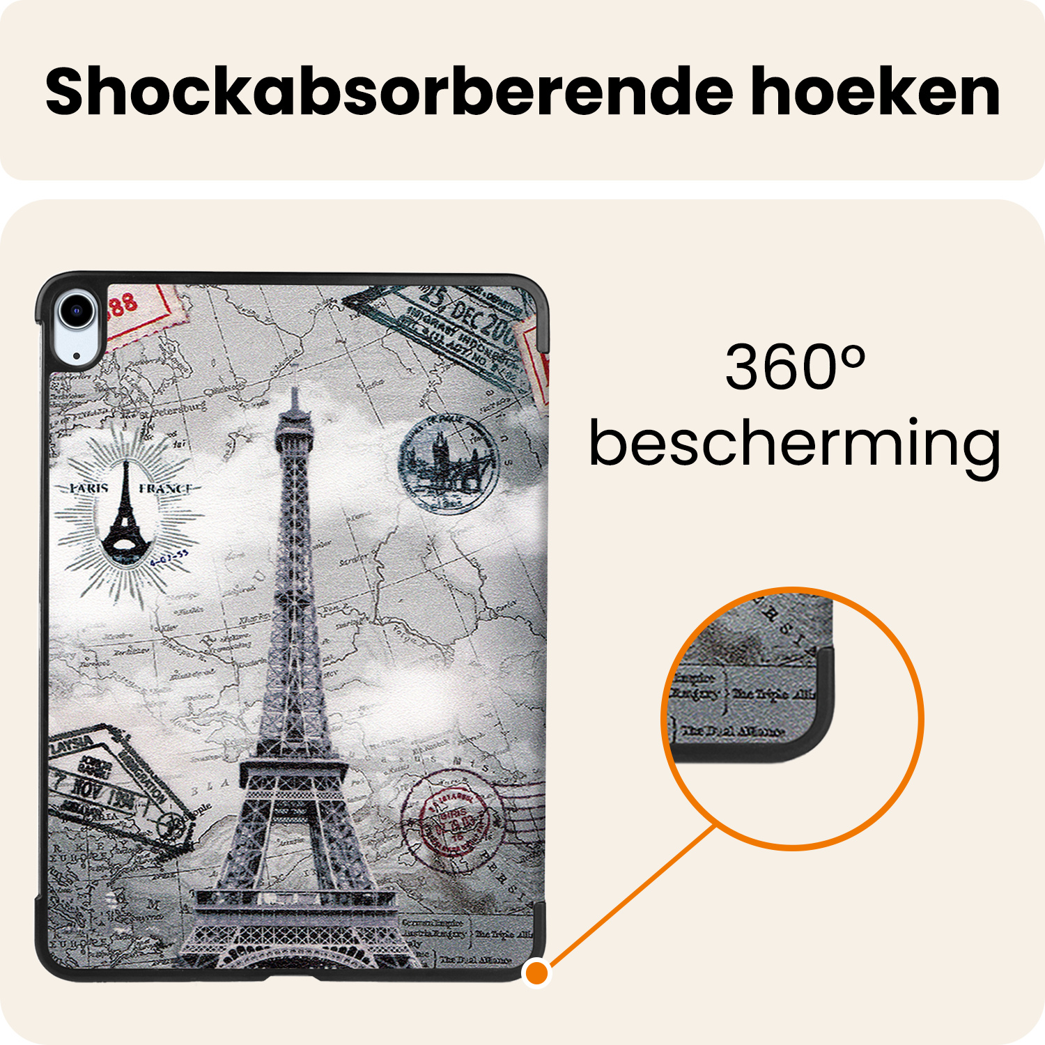 Nomfy Nomfy iPad Air 7 (11 inch) Hoesje Met Screenprotector - Eiffeltoren