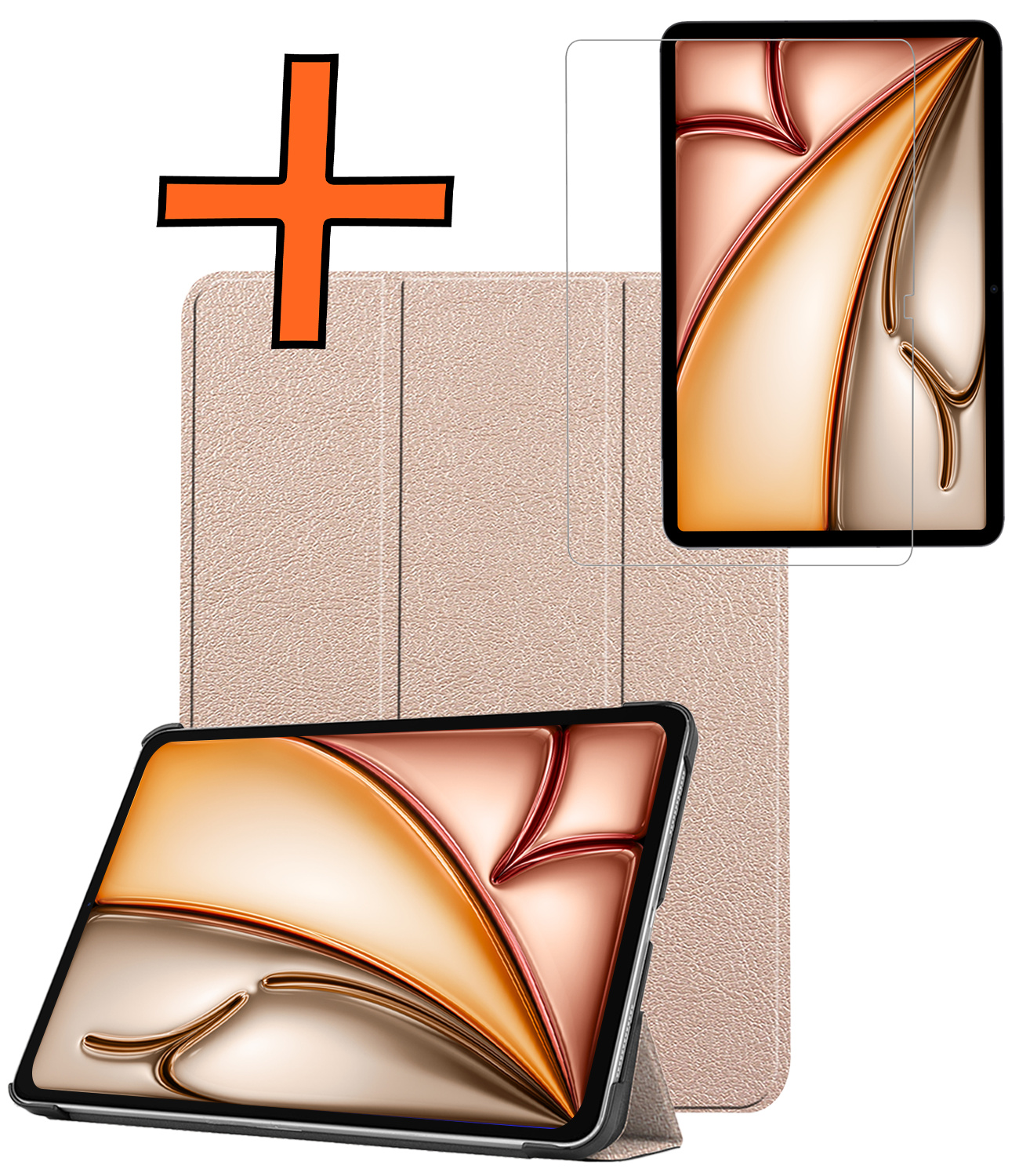 Nomfy Nomfy iPad Air 7 (11 inch) Hoesje Met Screenprotector - Goud