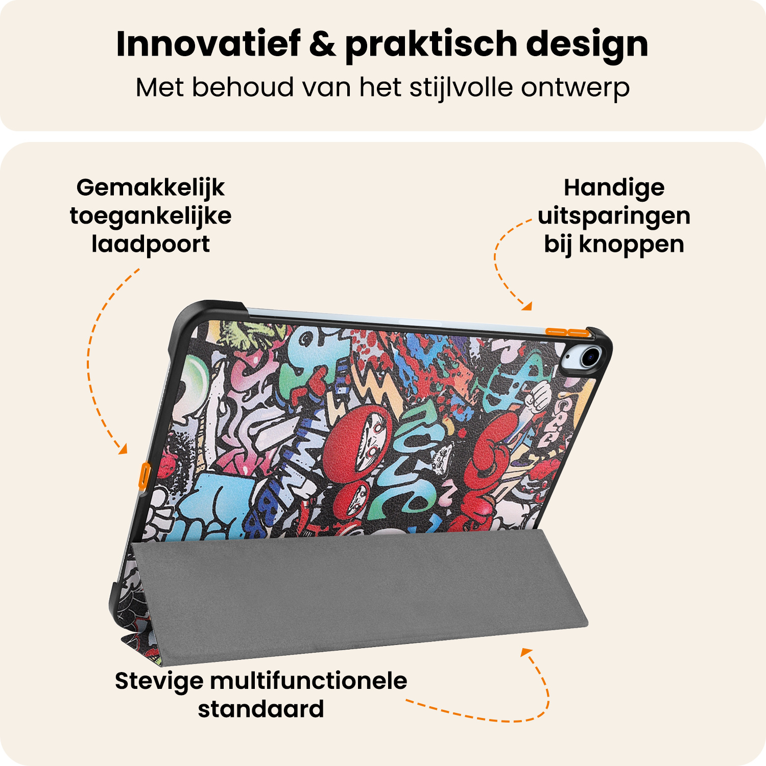 Nomfy Nomfy iPad Air 7 (11 inch) Hoesje Met Screenprotector - Graffity