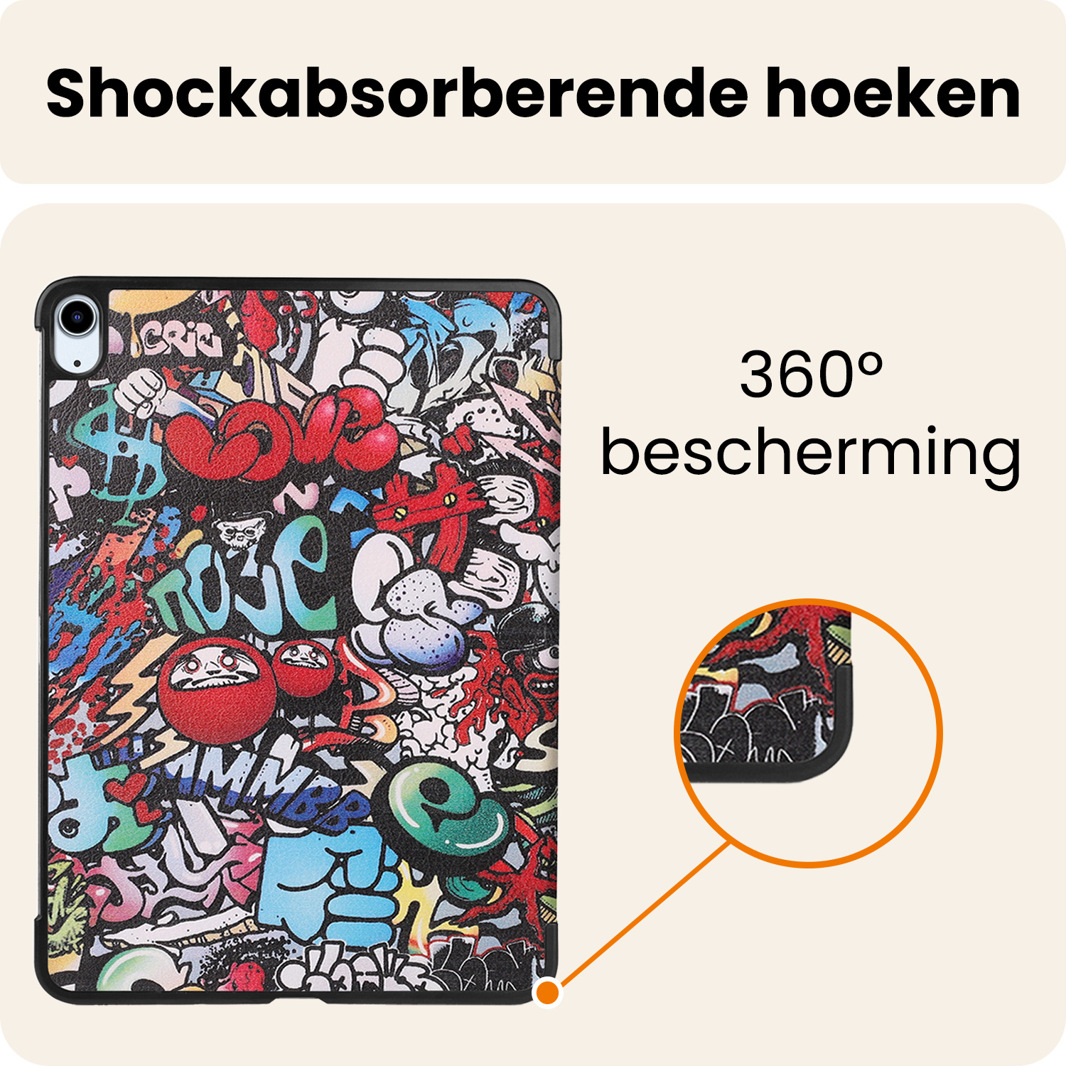 Nomfy Nomfy iPad Air 7 (11 inch) Hoesje Met Screenprotector - Graffity