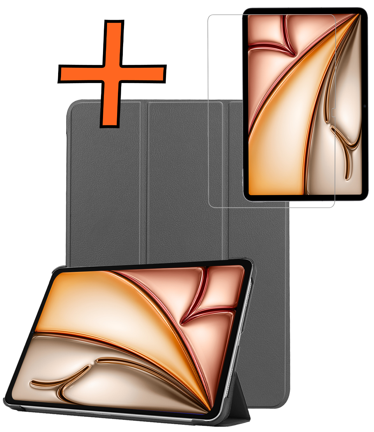 Nomfy Nomfy iPad Air 7 (11 inch) Hoesje Met Screenprotector - Grijs