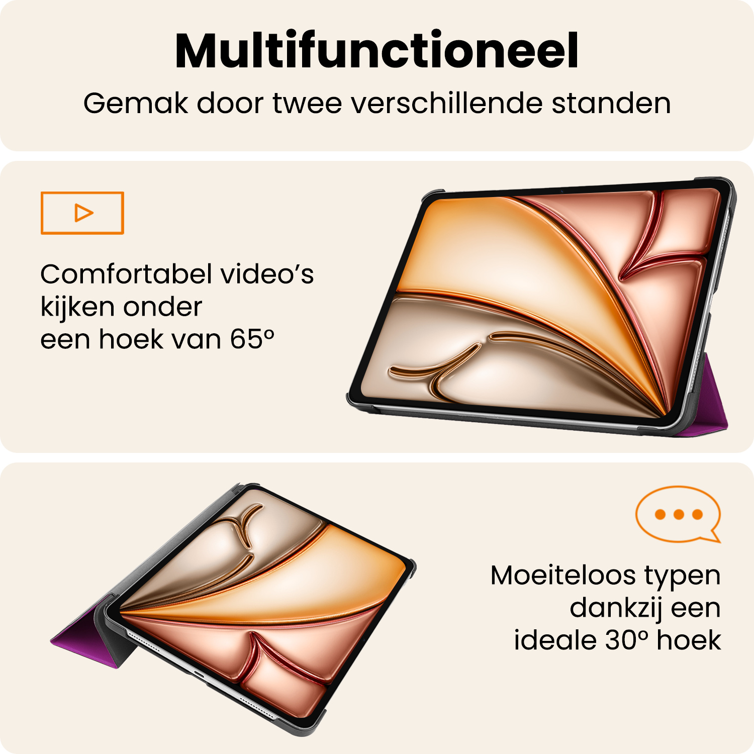 Nomfy Nomfy iPad Air 7 (11 inch) Hoesje Met Screenprotector - Paars
