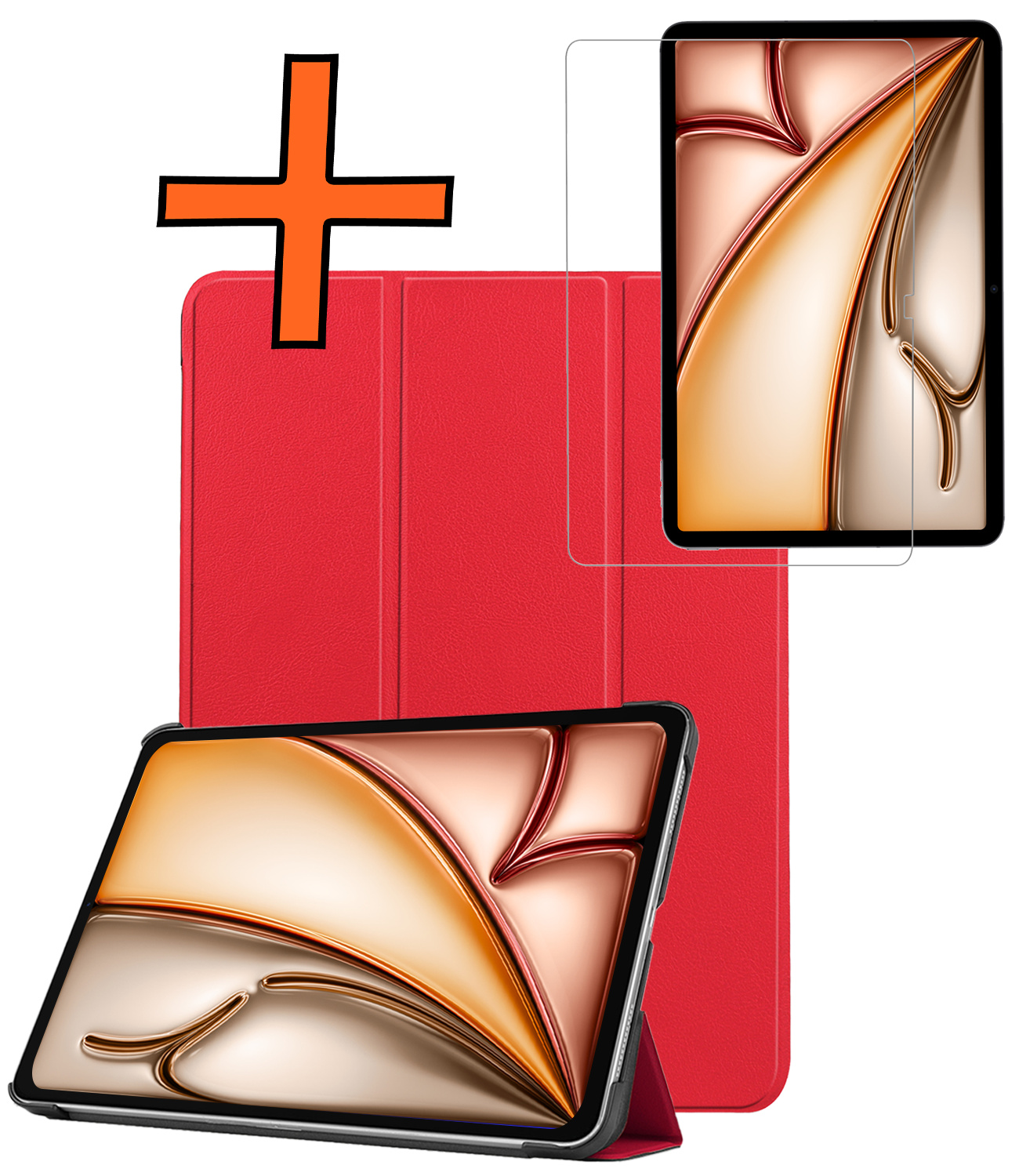 Nomfy Nomfy iPad Air 7 (11 inch) Hoesje Met Screenprotector - Rood