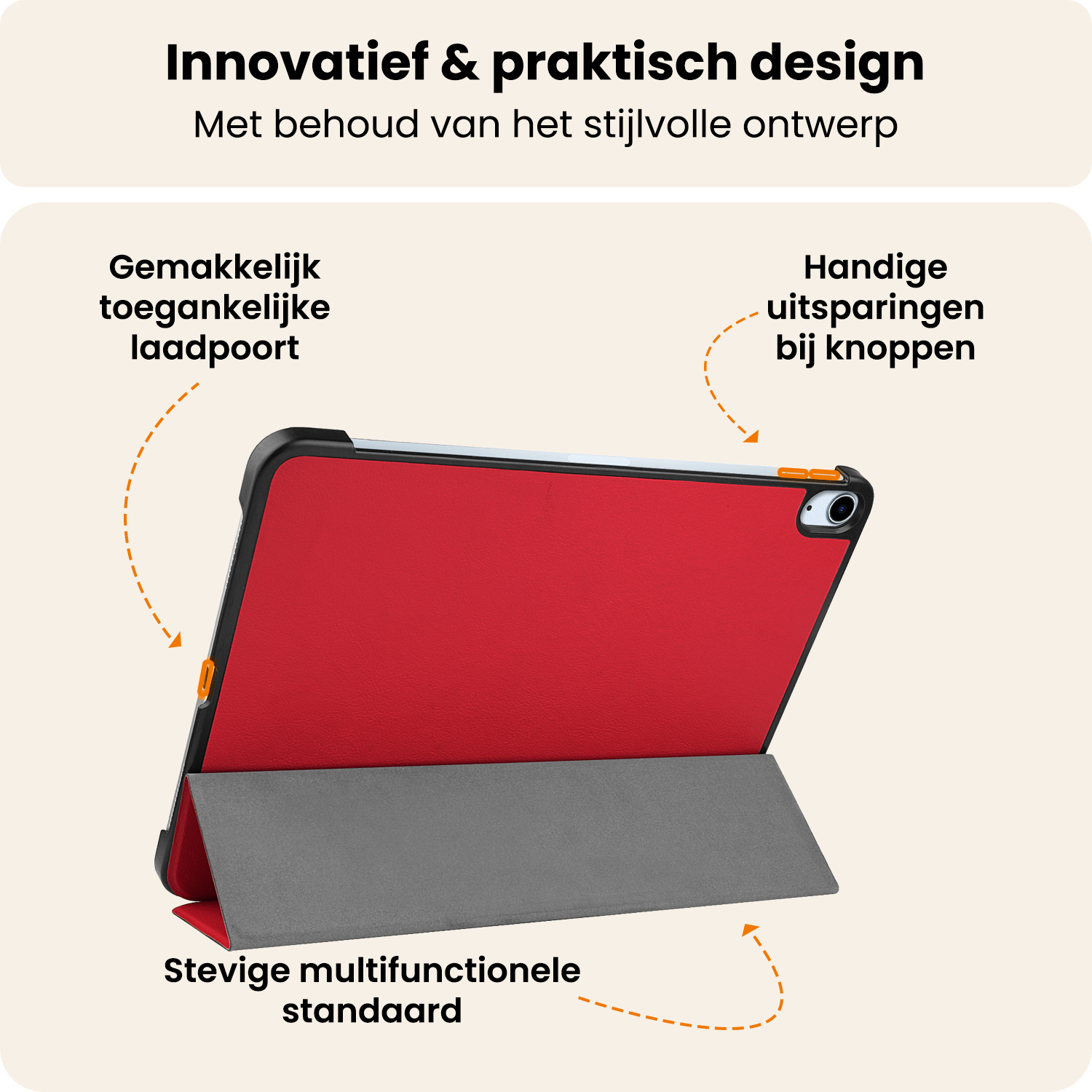 Nomfy Nomfy iPad Air 7 (11 inch) Hoesje Met Screenprotector - Rood