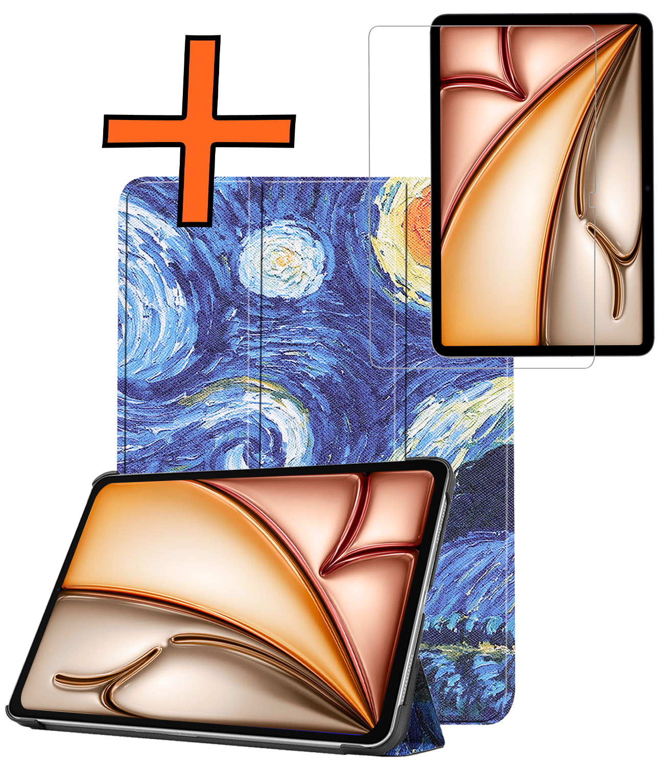 Nomfy Nomfy iPad Air 7 (11 inch) Hoesje Met Screenprotector - Sterrenhemel