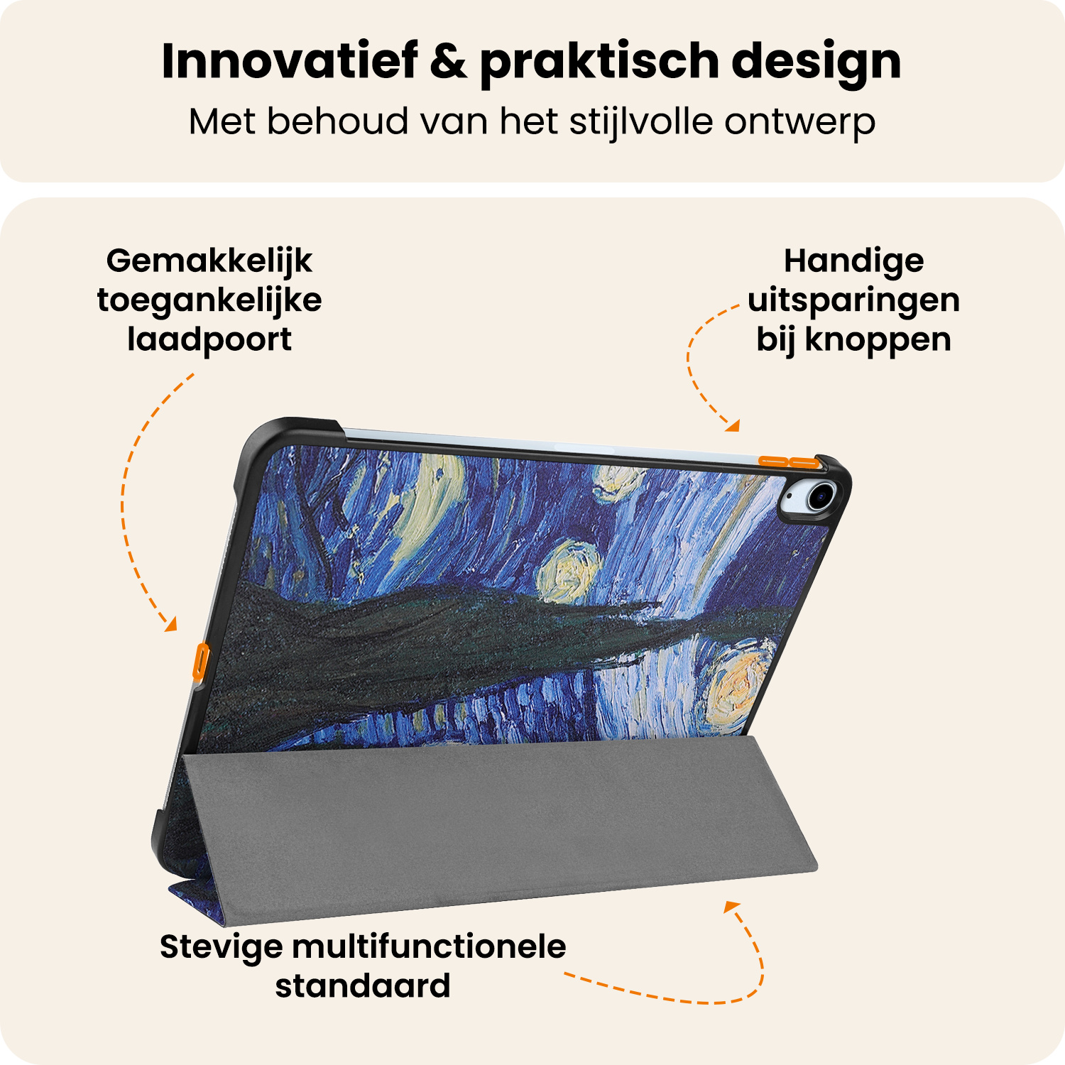 Nomfy Nomfy iPad Air 7 (11 inch) Hoesje Met Screenprotector - Sterrenhemel