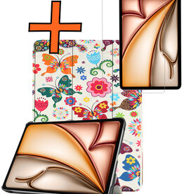 Nomfy Nomfy iPad Air 7 (11 inch) Hoesje Met Screenprotector - Vlinders