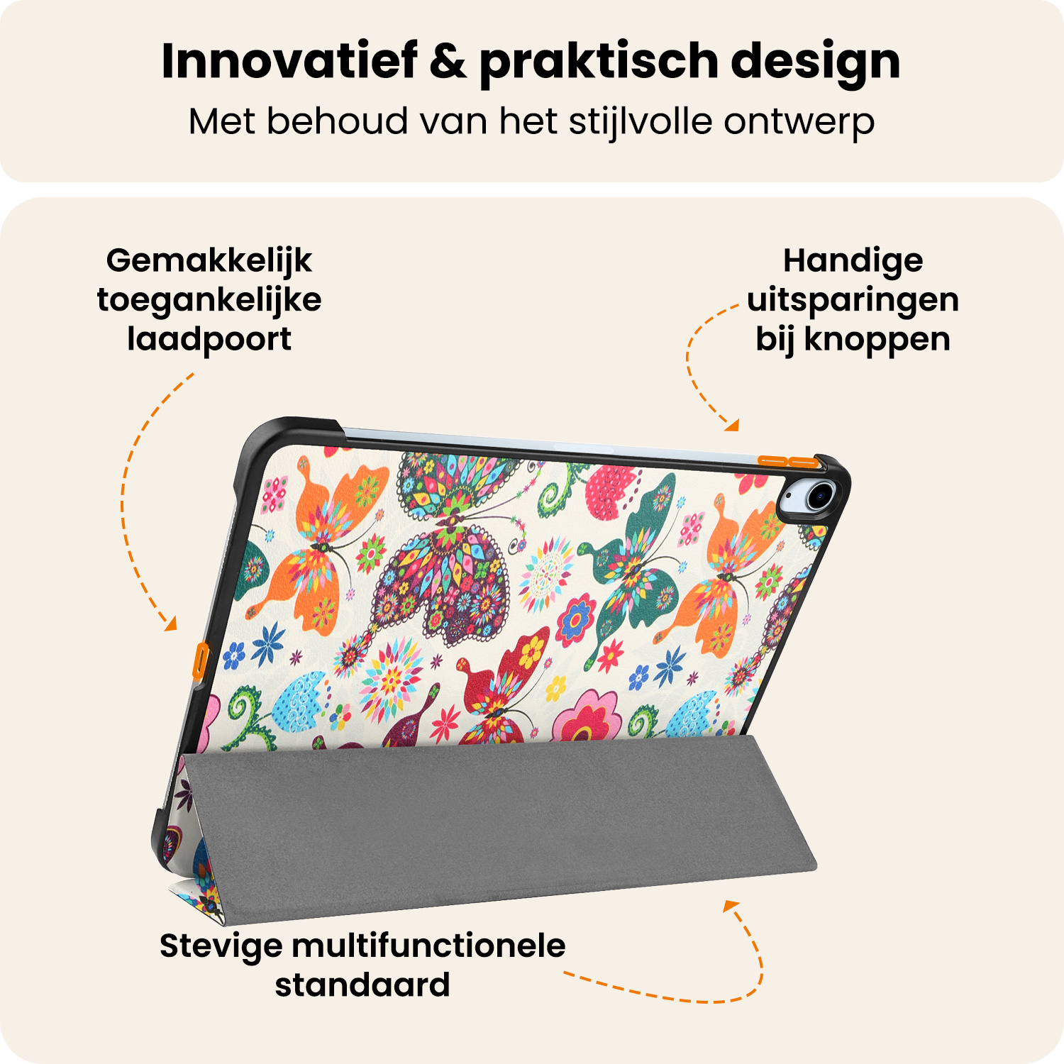 Nomfy Nomfy iPad Air 7 (11 inch) Hoesje Met Screenprotector - Vlinders