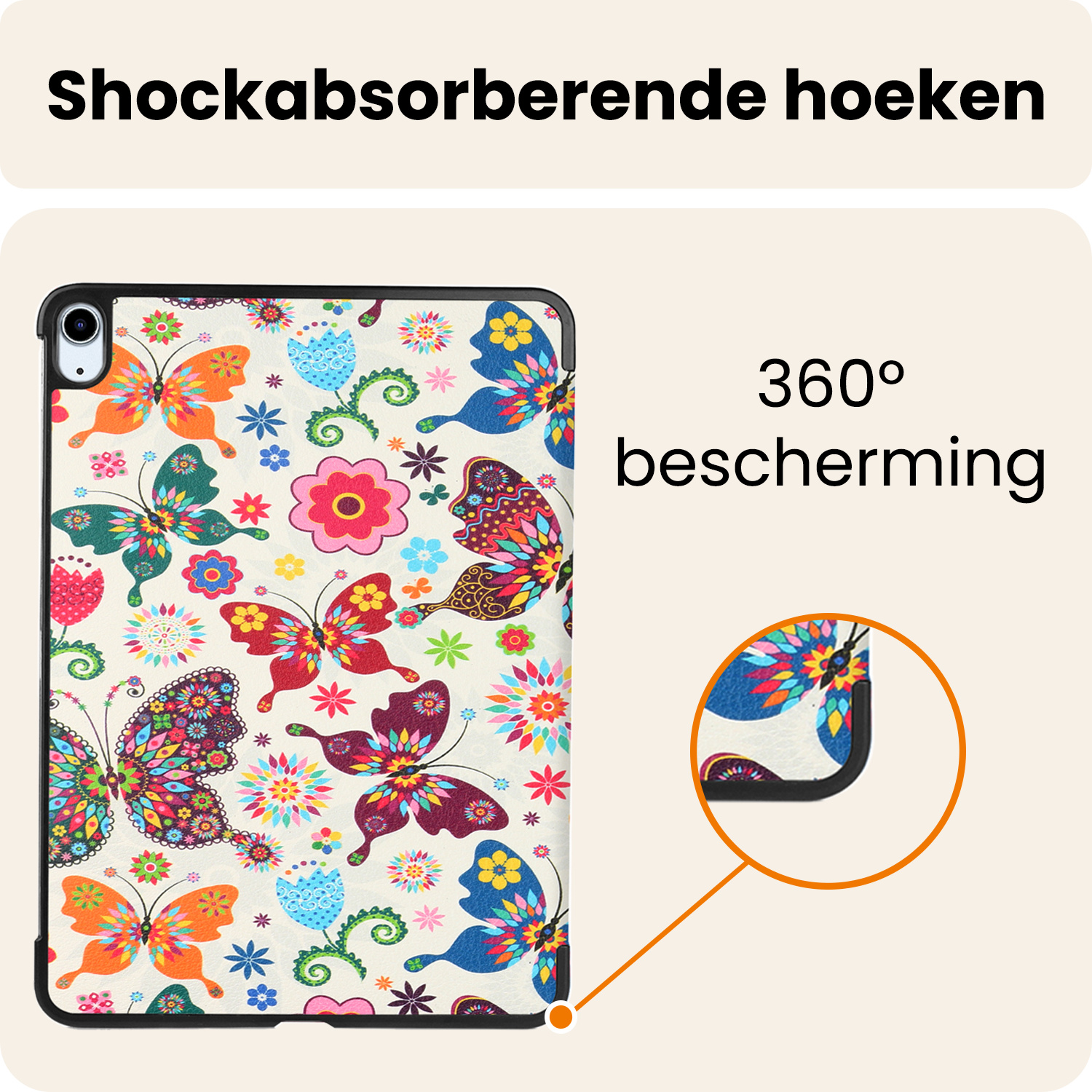 Nomfy Nomfy iPad Air 7 (11 inch) Hoesje Met Screenprotector - Vlinders