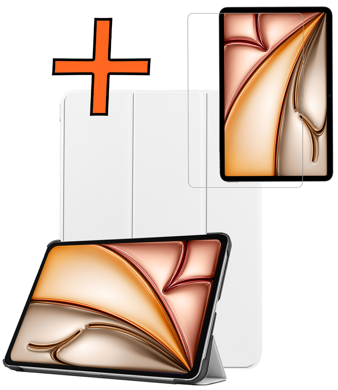 Nomfy Nomfy iPad Air 7 (11 inch) Hoesje Met Screenprotector - Wit