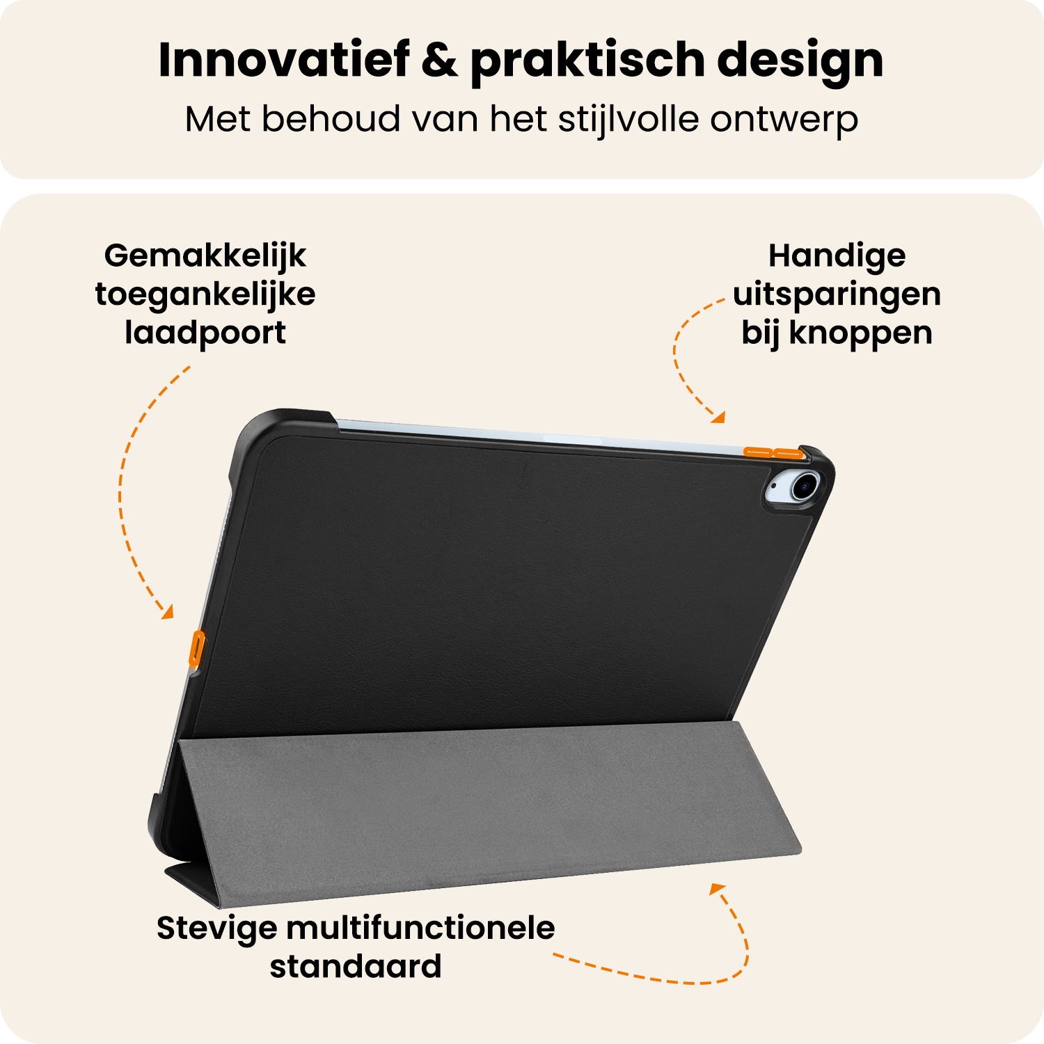Nomfy Nomfy iPad Air 7 (11 inch) Hoesje Met Screenprotector - Zwart