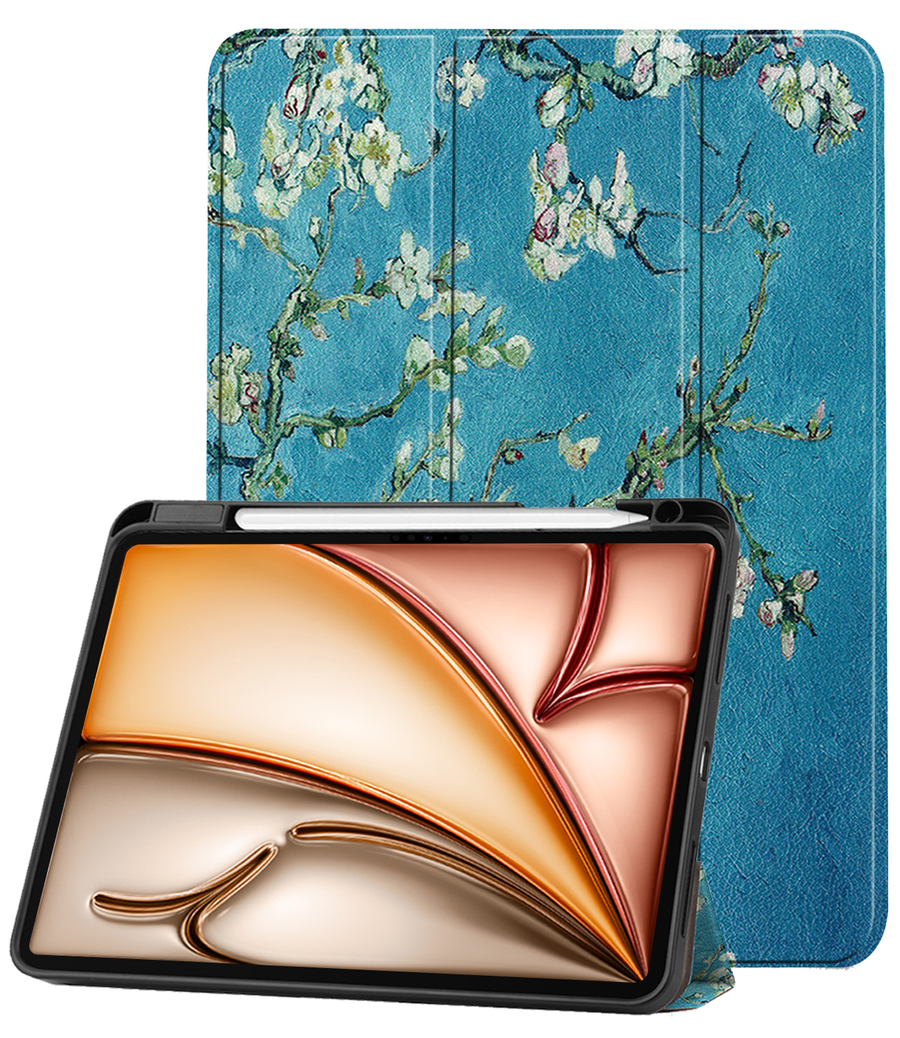 Nomfy Nomfy iPad Air 7 (11 inch) Hoesje Met Uitsparing Apple Pencil - Bloemen