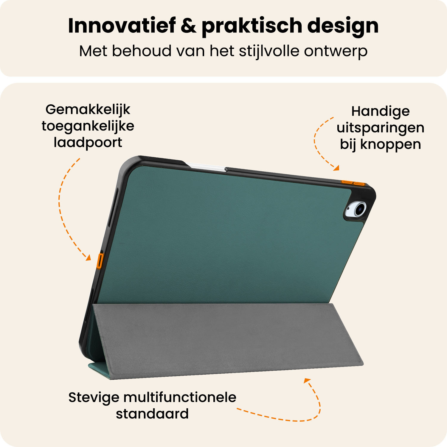 Nomfy Nomfy iPad Air 7 (11 inch) Hoesje Met Uitsparing Apple Pencil - Donkergroen