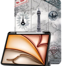 Nomfy Nomfy iPad Air 7 (11 inch) Hoesje Met Uitsparing Apple Pencil - Eiffeltoren