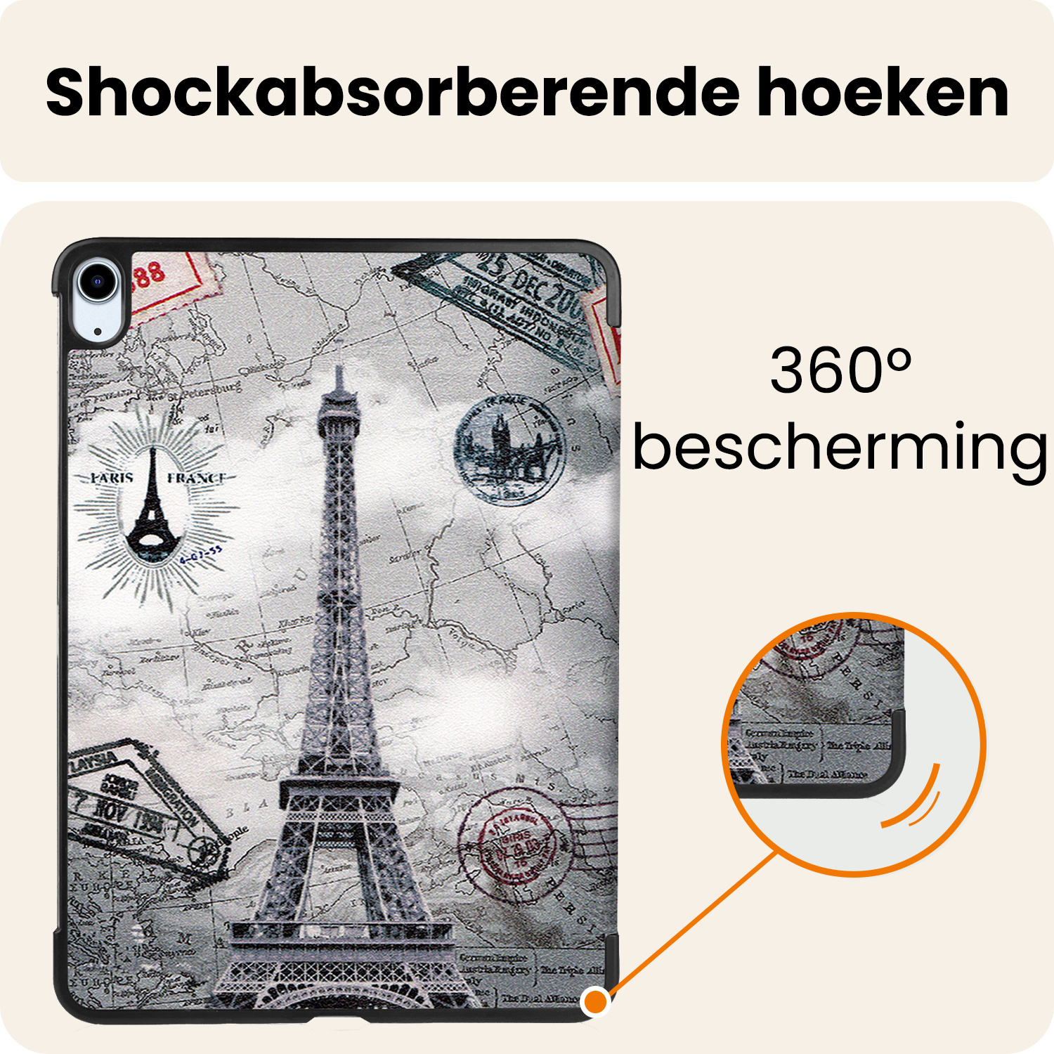 Nomfy Nomfy iPad Air 7 (11 inch) Hoesje Met Uitsparing Apple Pencil - Eiffeltoren