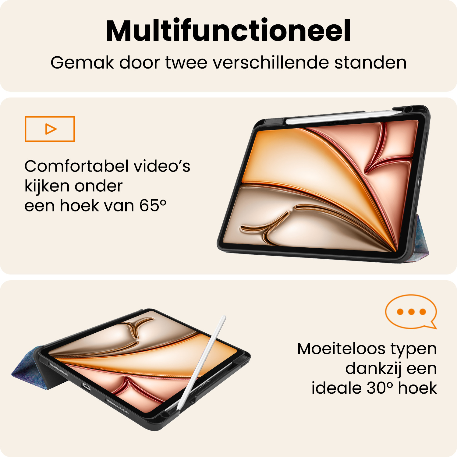 Nomfy Nomfy iPad Air 7 (11 inch) Hoesje Met Uitsparing Apple Pencil - Galaxy