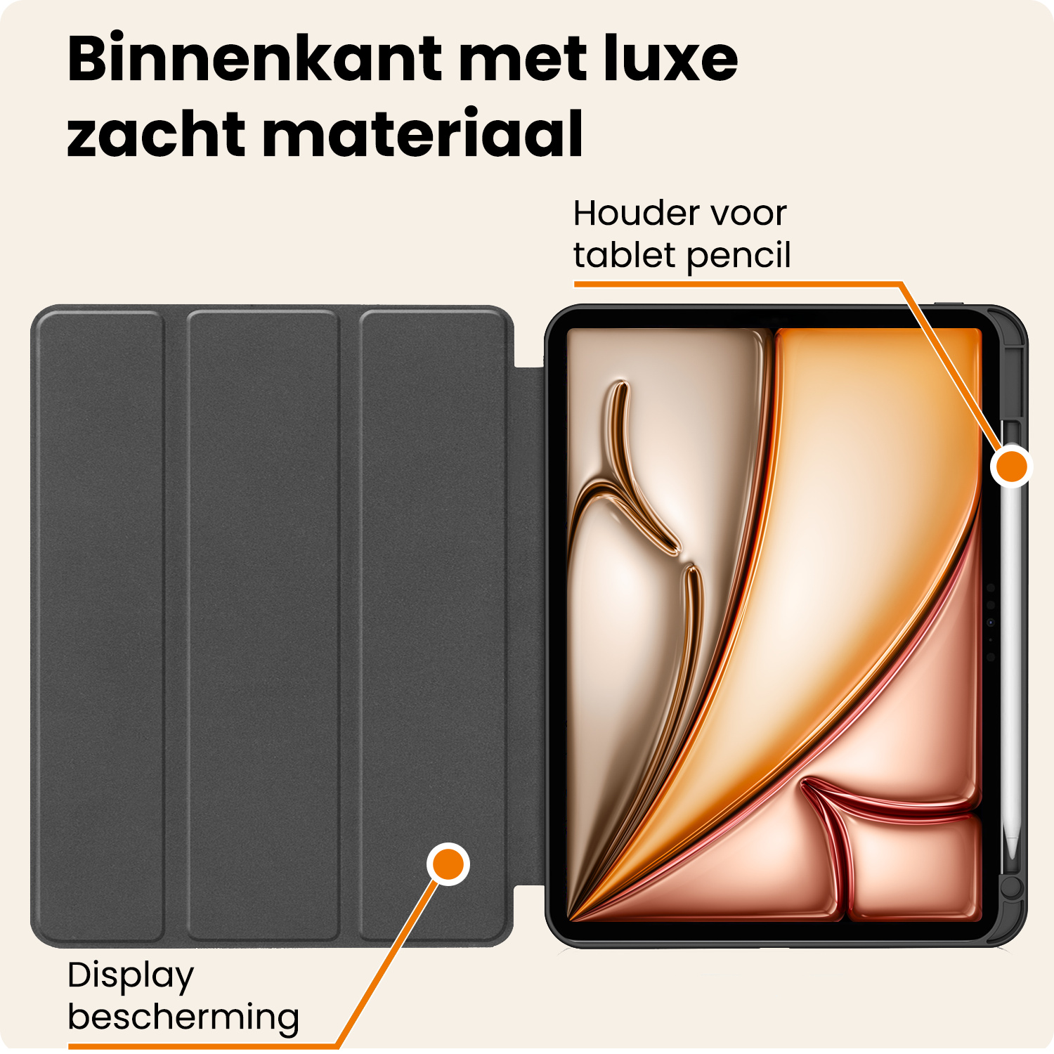 Nomfy Nomfy iPad Air 7 (11 inch) Hoesje Met Uitsparing Apple Pencil - Zwart