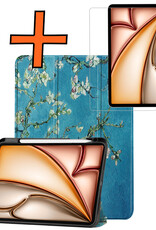 Nomfy Nomfy iPad Air 7 (11 inch) Hoesje Met Uitsparing Apple Pencil Met Screenprotector - Bloemen