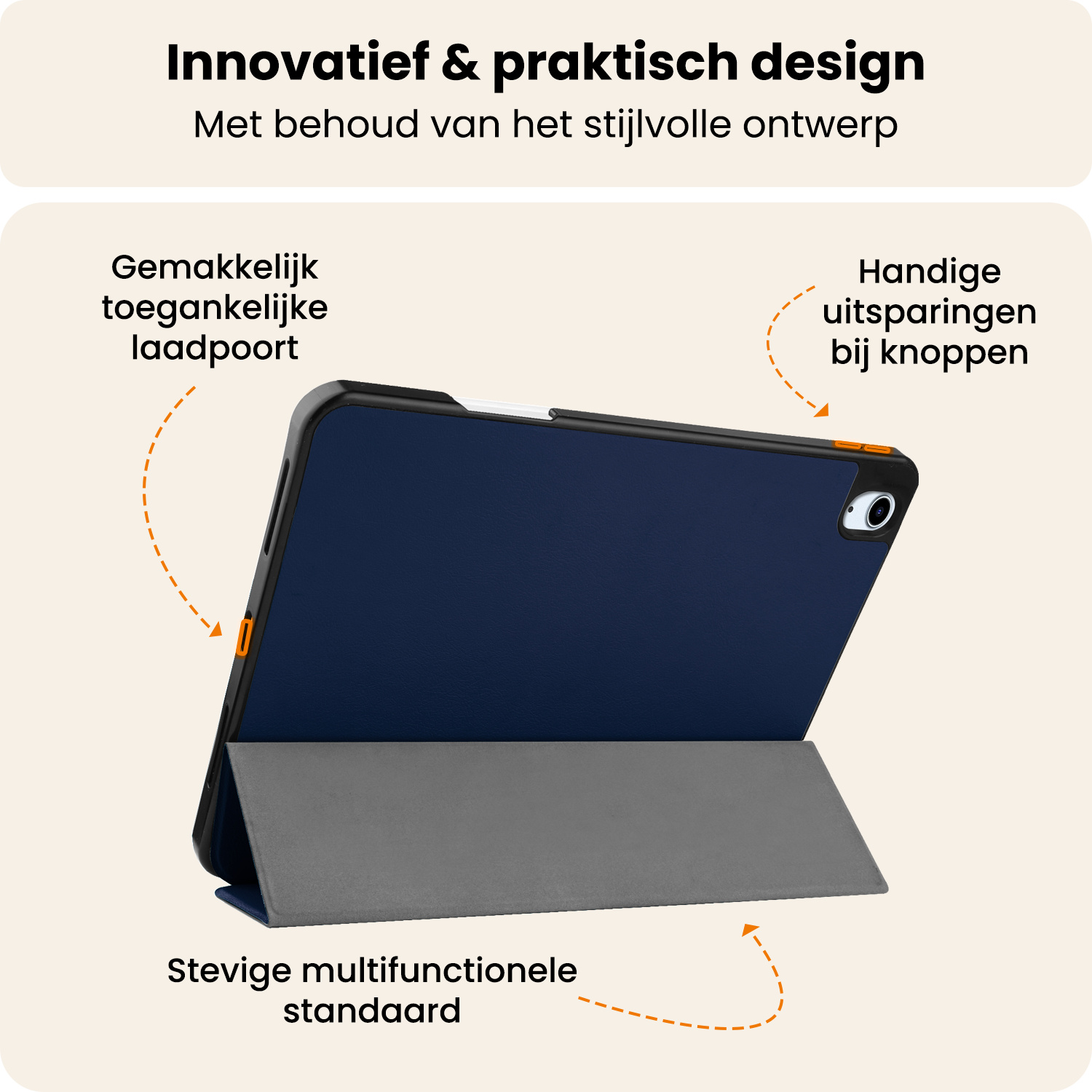 Nomfy Nomfy iPad Air 7 (11 inch) Hoesje Met Uitsparing Apple Pencil Met Screenprotector - Donkerblauw