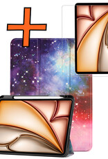 Nomfy Nomfy iPad Air 7 (11 inch) Hoesje Met Uitsparing Apple Pencil Met Screenprotector - Galaxy