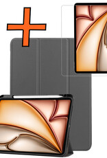 Nomfy Nomfy iPad Air 7 (11 inch) Hoesje Met Uitsparing Apple Pencil Met Screenprotector - Grijs