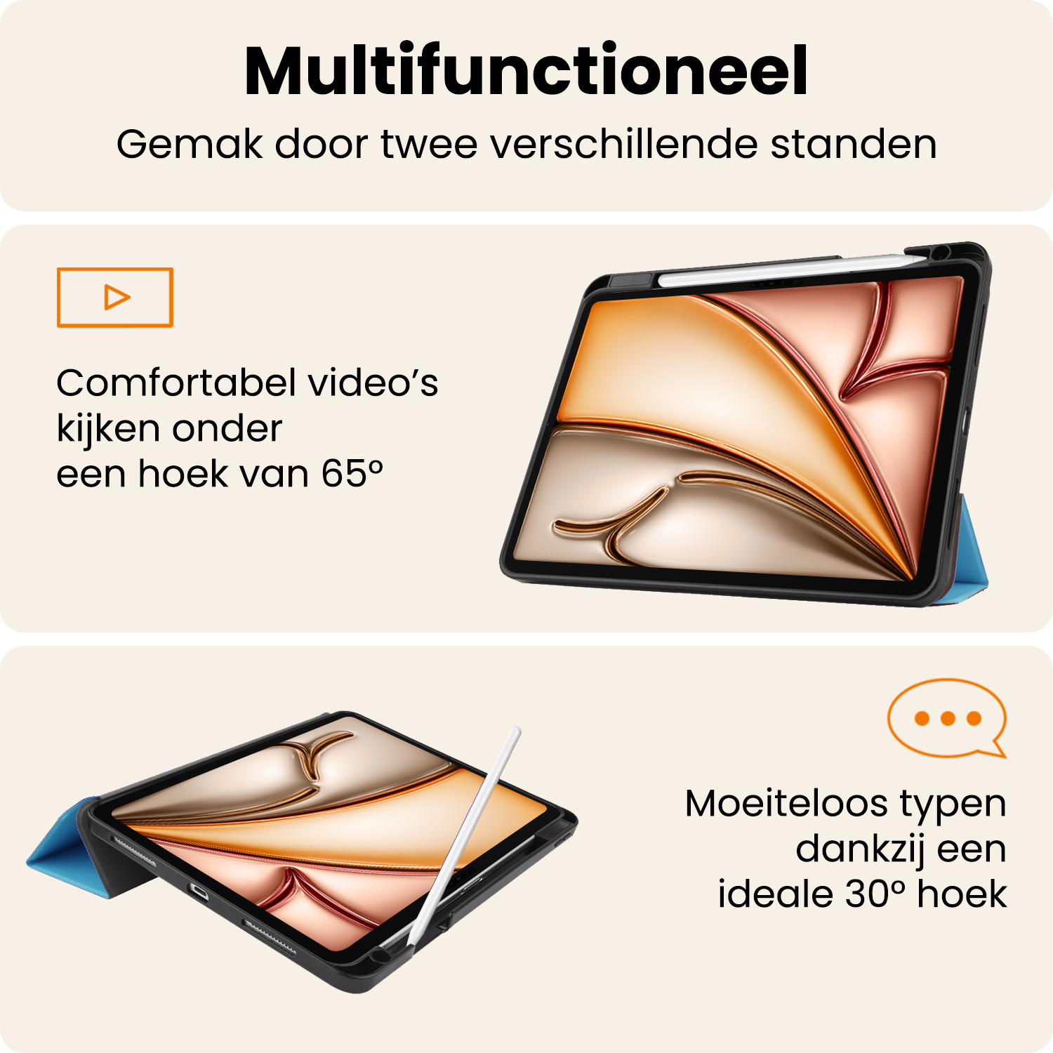 Nomfy Nomfy iPad Air 7 (11 inch) Hoesje Met Uitsparing Apple Pencil Met Screenprotector - Lichtblauw