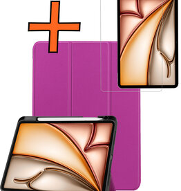 Nomfy Nomfy iPad Air 7 (11 inch) Hoesje Met Uitsparing Apple Pencil Met Screenprotector - Paars