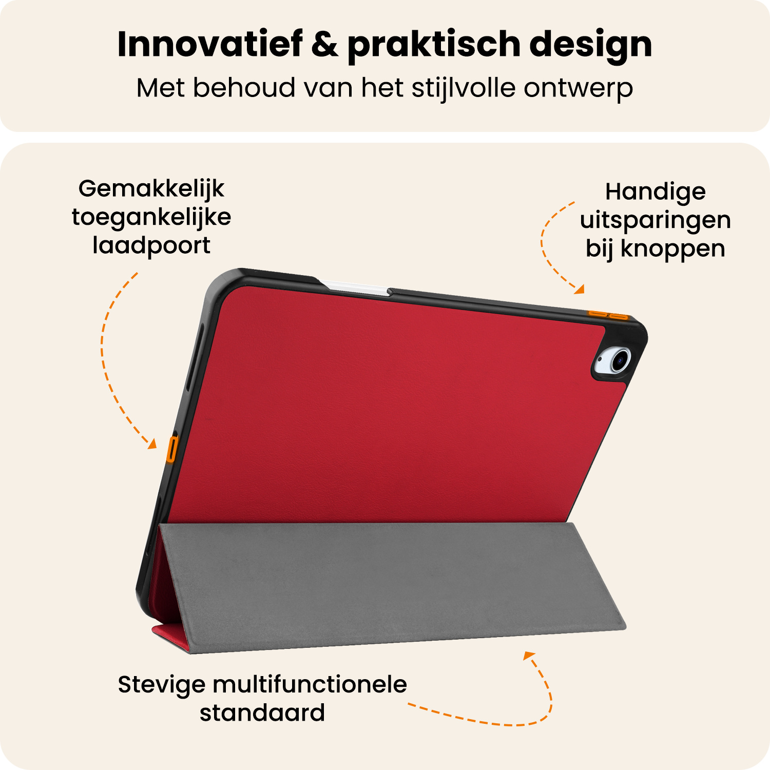 Nomfy Nomfy iPad Air 7 (11 inch) Hoesje Met Uitsparing Apple Pencil Met Screenprotector - Rood
