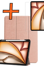 Nomfy Nomfy iPad Air 7 (11 inch) Hoesje Met Uitsparing Apple Pencil Met Screenprotector - Rose Goud