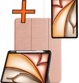 Nomfy Nomfy iPad Air 7 (11 inch) Hoesje Met Uitsparing Apple Pencil Met Screenprotector - Rose Goud