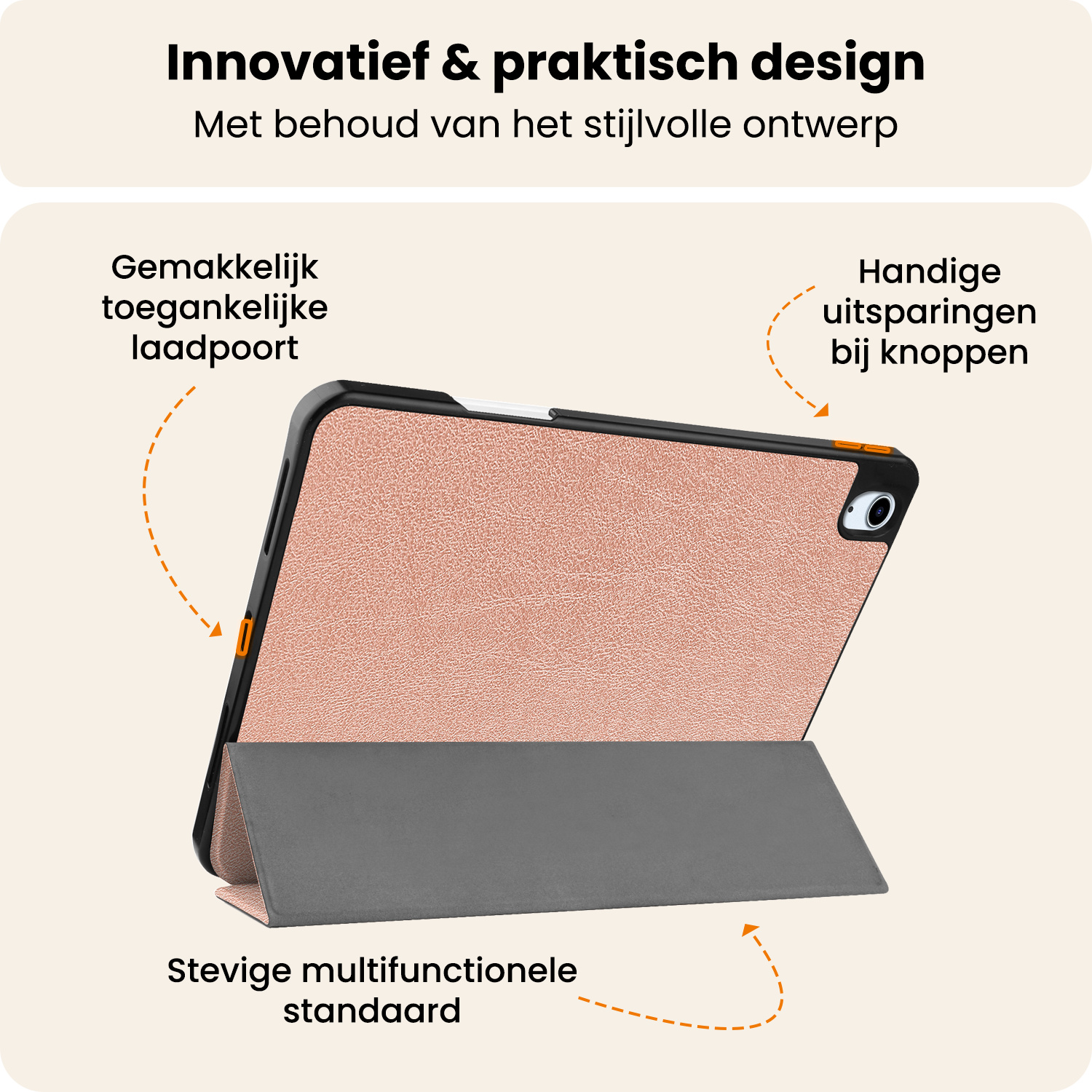 Nomfy Nomfy iPad Air 7 (11 inch) Hoesje Met Uitsparing Apple Pencil Met Screenprotector - Rose Goud