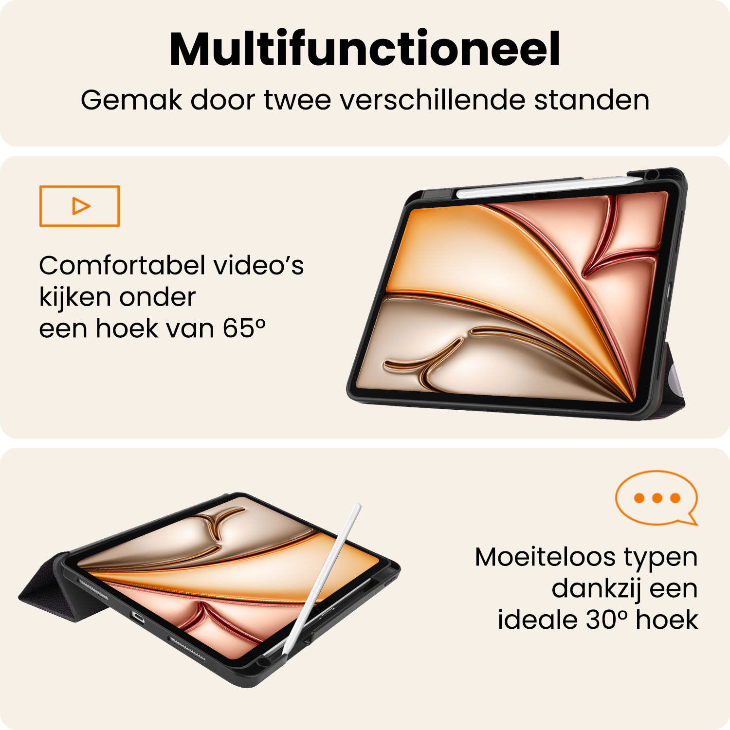 Nomfy Nomfy iPad Air 7 (11 inch) Hoesje Met Uitsparing Apple Pencil Met Screenprotector - Don't Touch