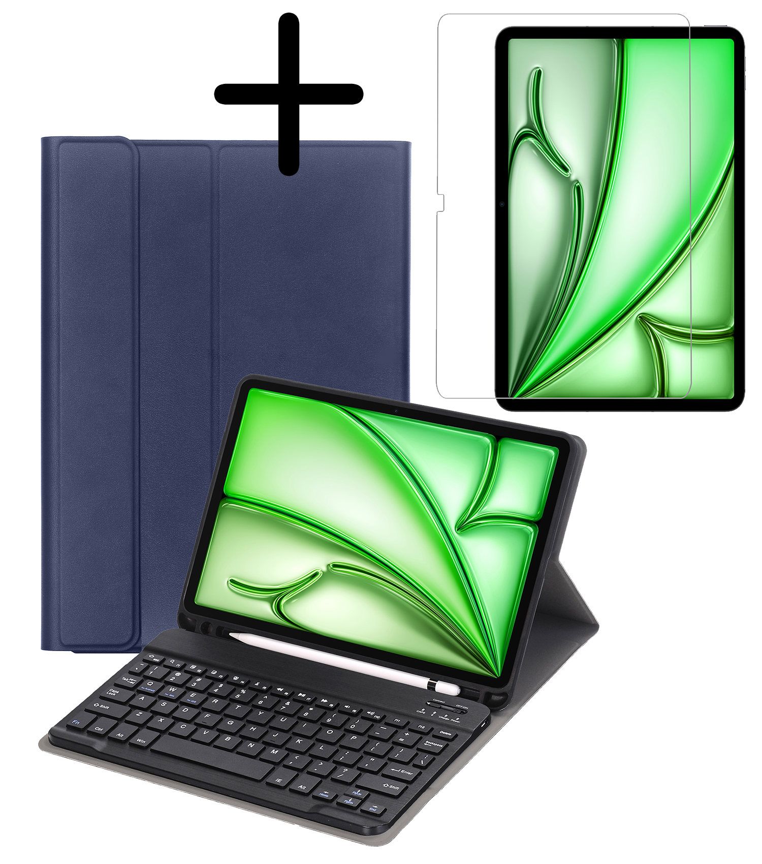 BASEY. BASEY. iPad Air 7 (11 inch) Toetsenbordhoes Met Screenprotector - Donkerblauw
