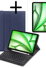 BASEY. BASEY. iPad Air 7 (13 inch) Toetsenbordhoes Met Screenprotector - Donkerblauw