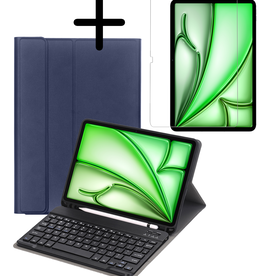 BASEY. BASEY. iPad Air 7 (13 inch) Toetsenbordhoes Met Screenprotector - Donkerblauw
